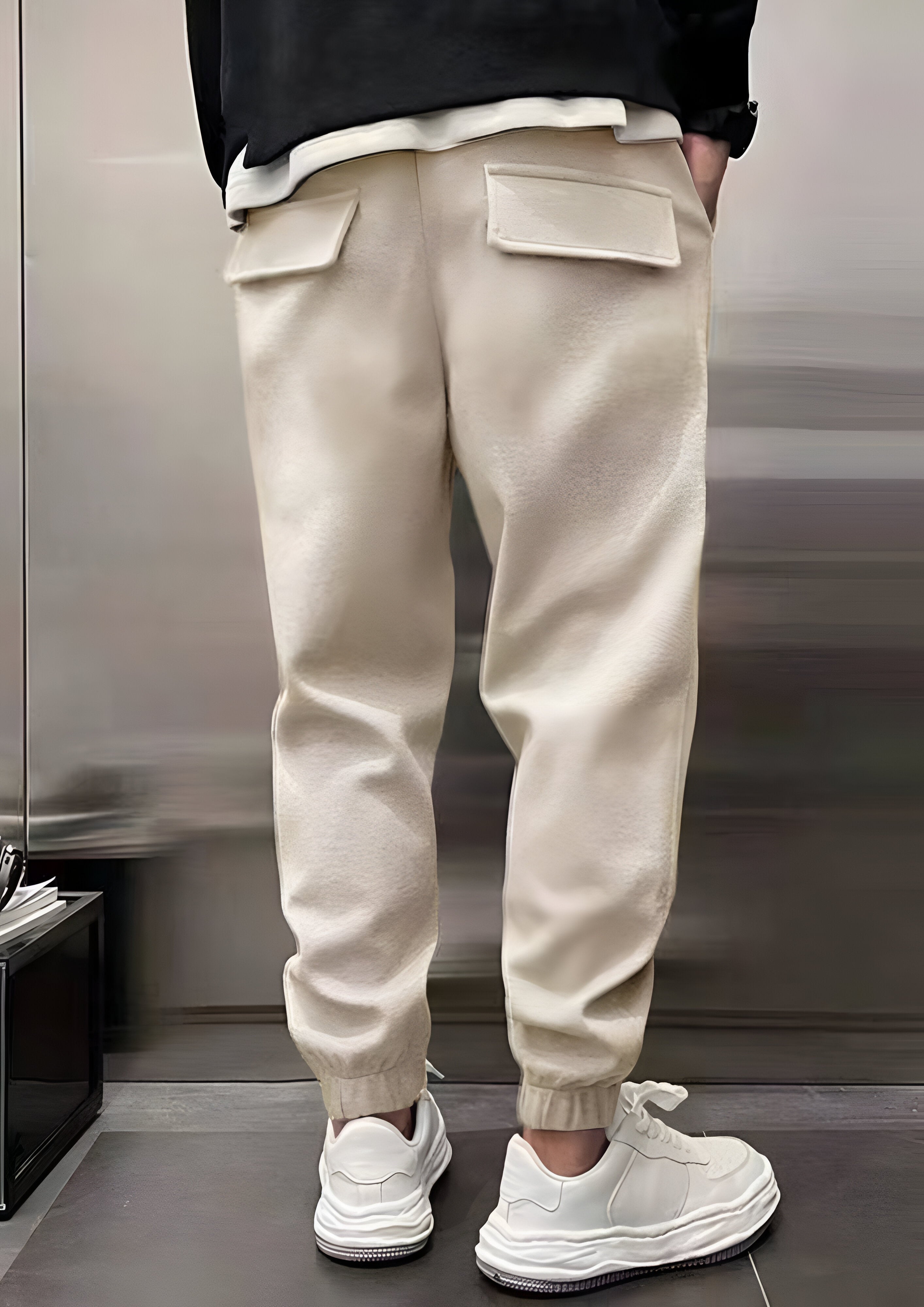 Elastic Waist Cargo Trousers | Men's Loose Fit