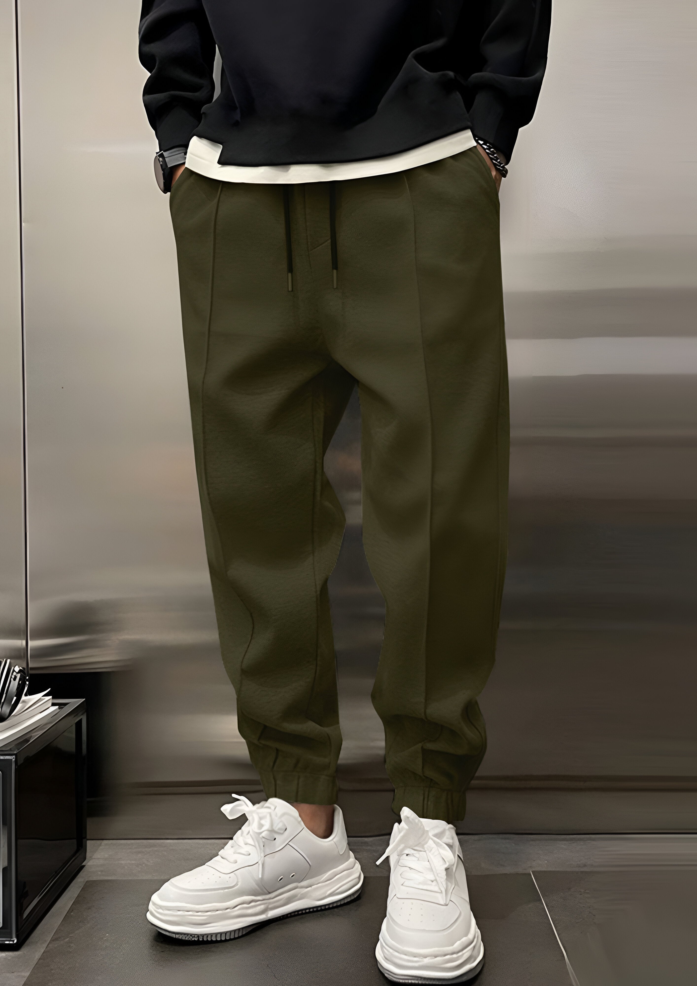 Elastic Waist Cargo Trousers | Men's Loose Fit