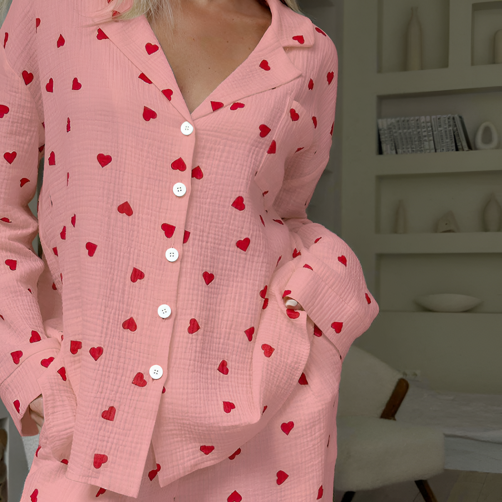 Women's Heart Pattern Loungewear | Two Piece