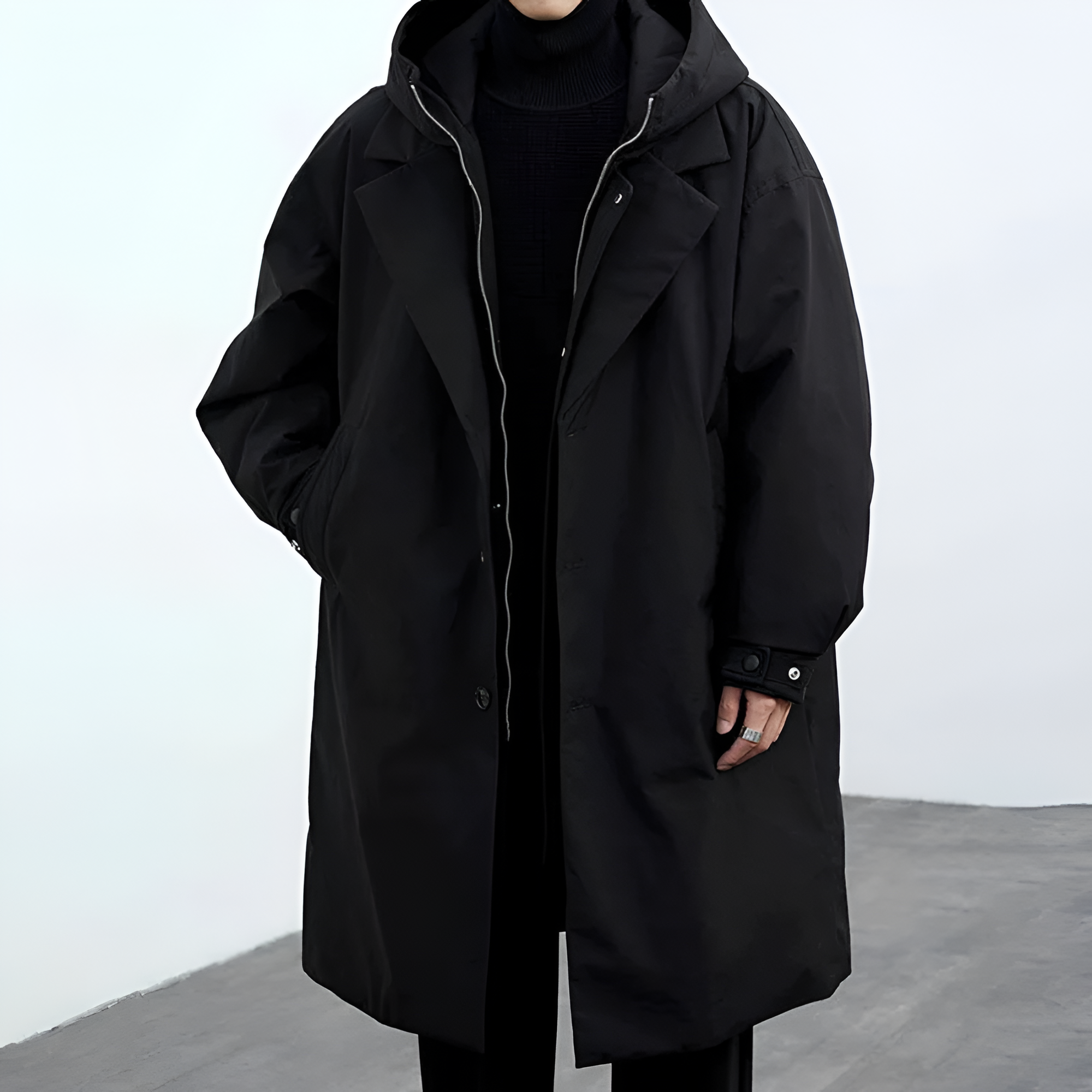 Full-Zip Hooded Overcoat | Men's Winter Lightweight