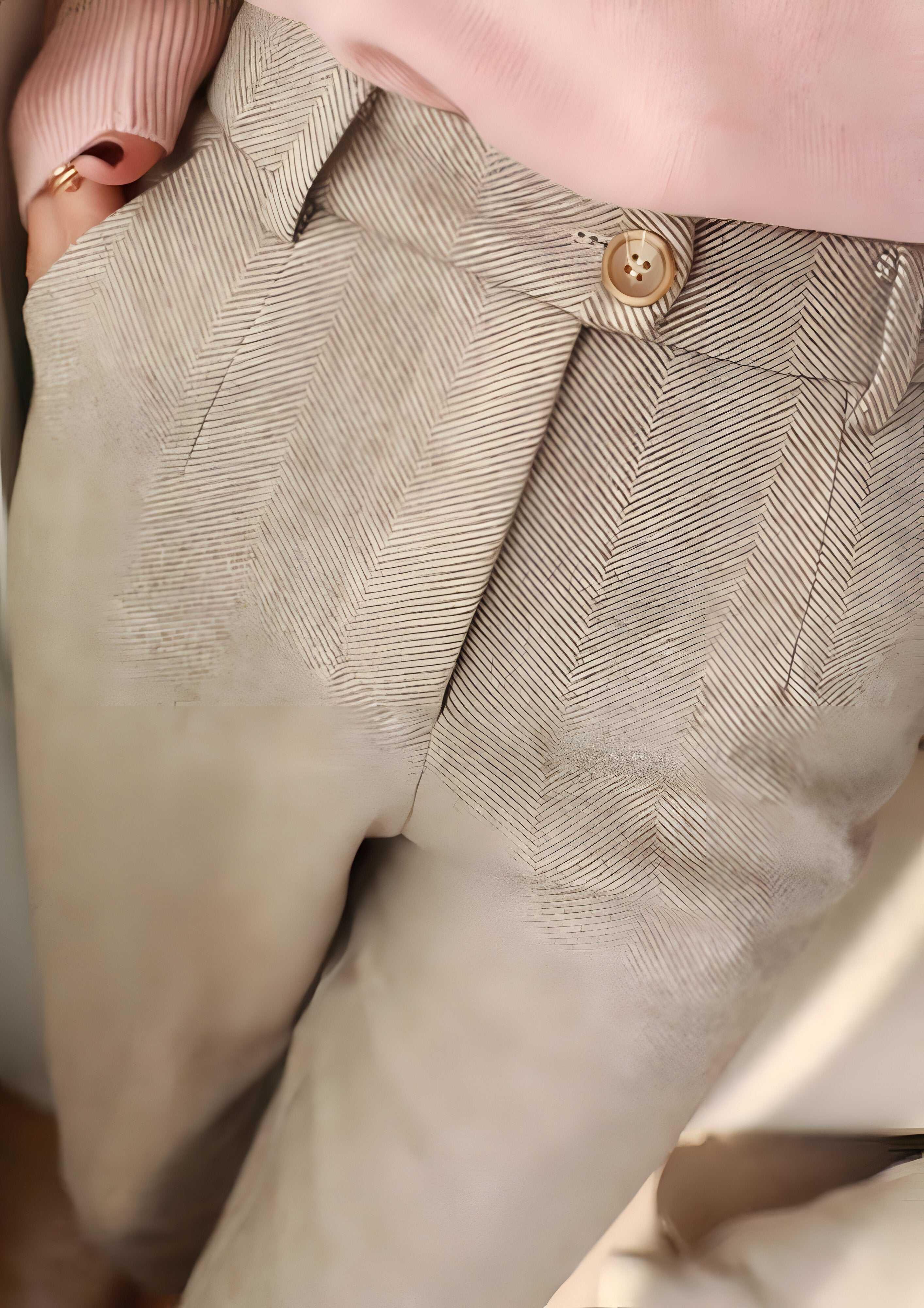 Men's Herringbone Trousers | Modern Classic Fit
