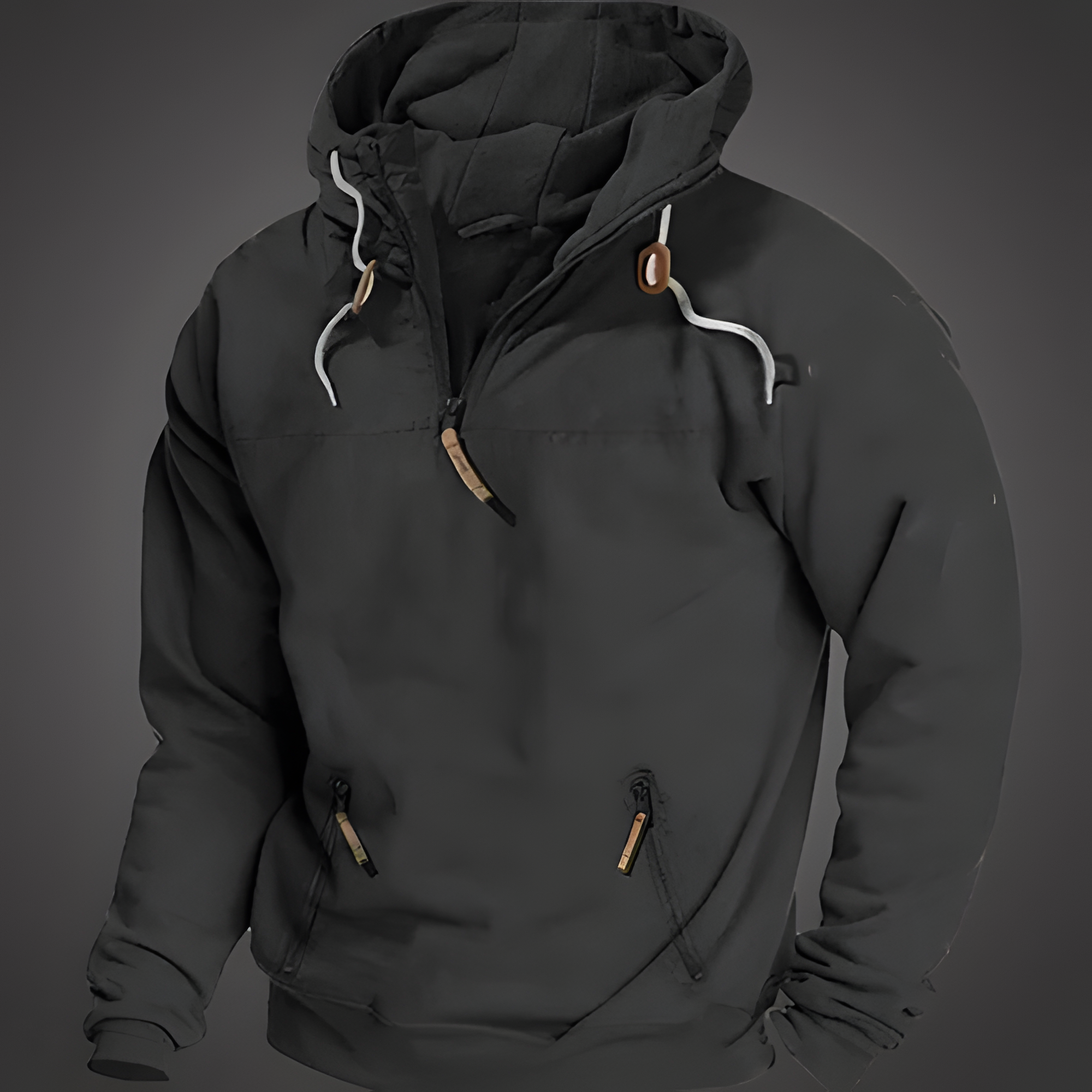 Hooded Pullover Jacket | Half-Zip Front Pocket Style