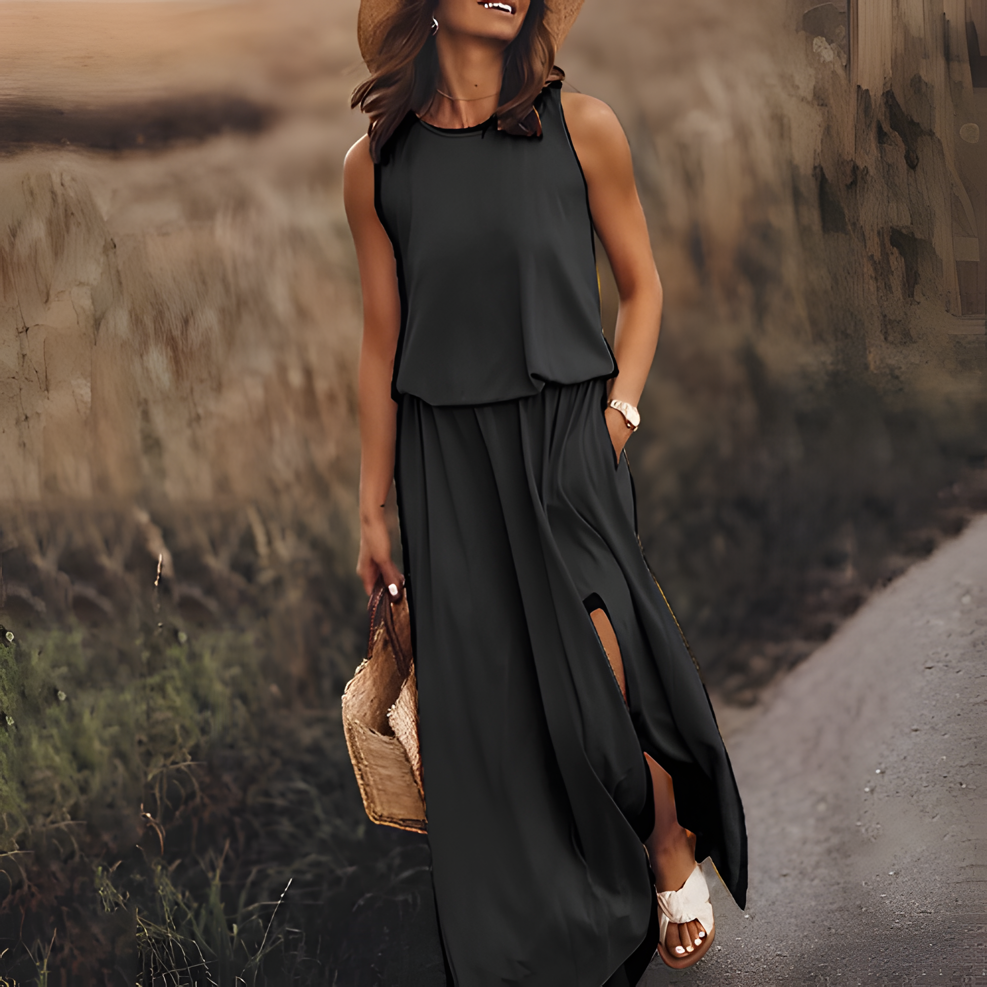 Women's Sleeveless Side Slit Maxi Dress | Summer