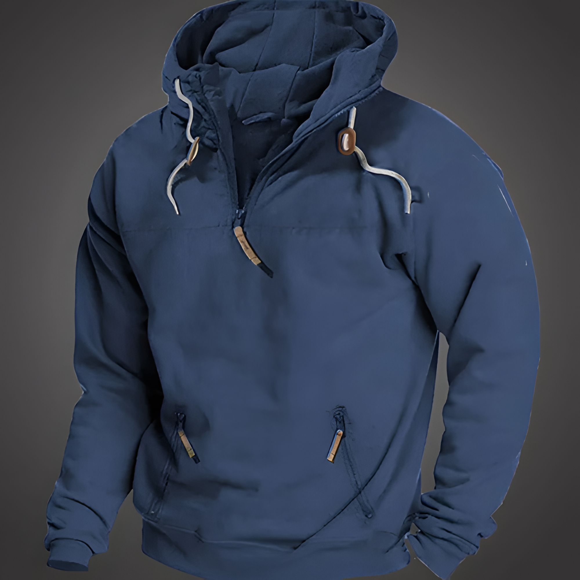 Hooded Pullover Jacket | Half-Zip Front Pocket Style