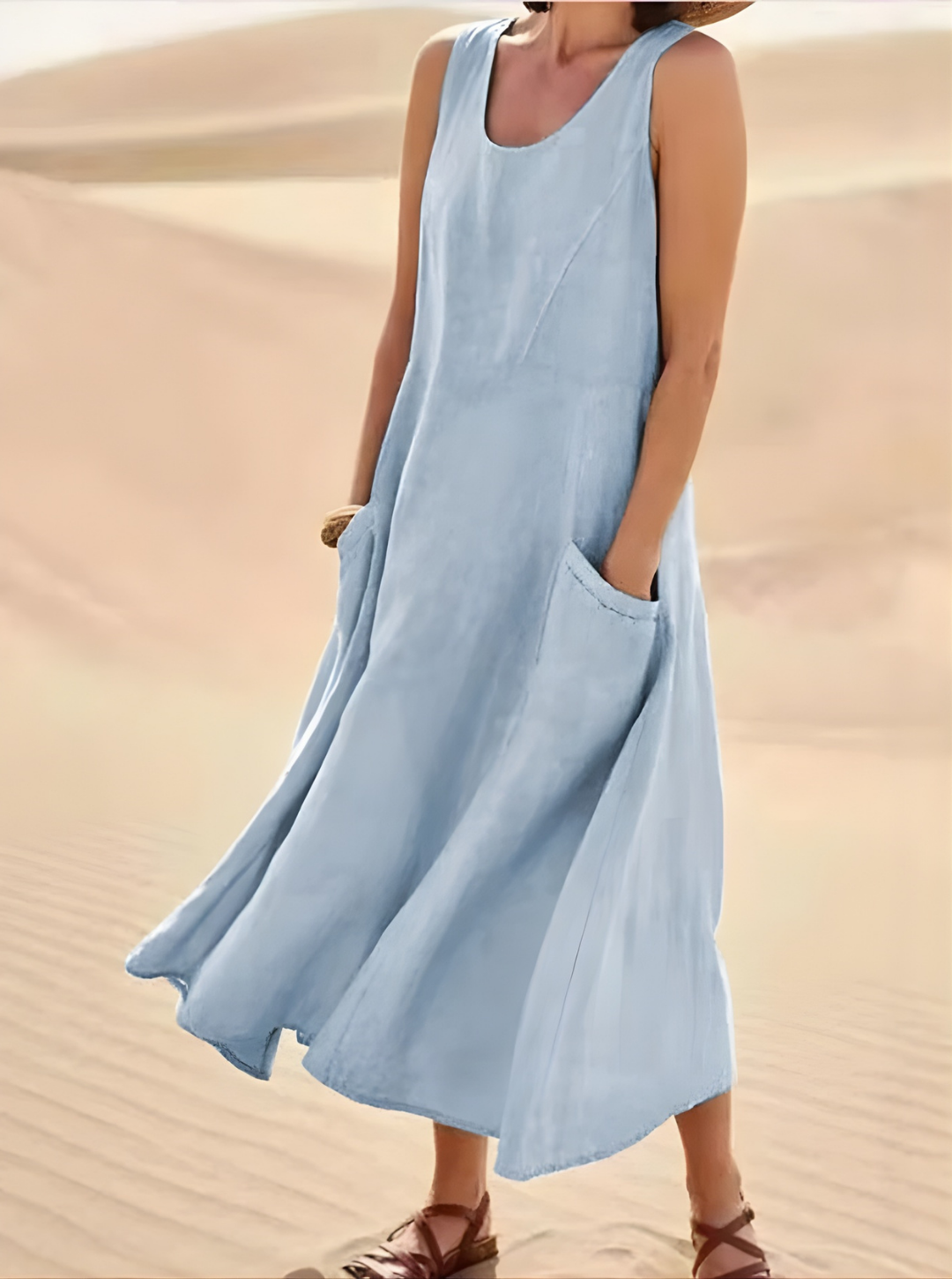 Women’s Summer Sleeveless Midi Dress | Pocket Detail