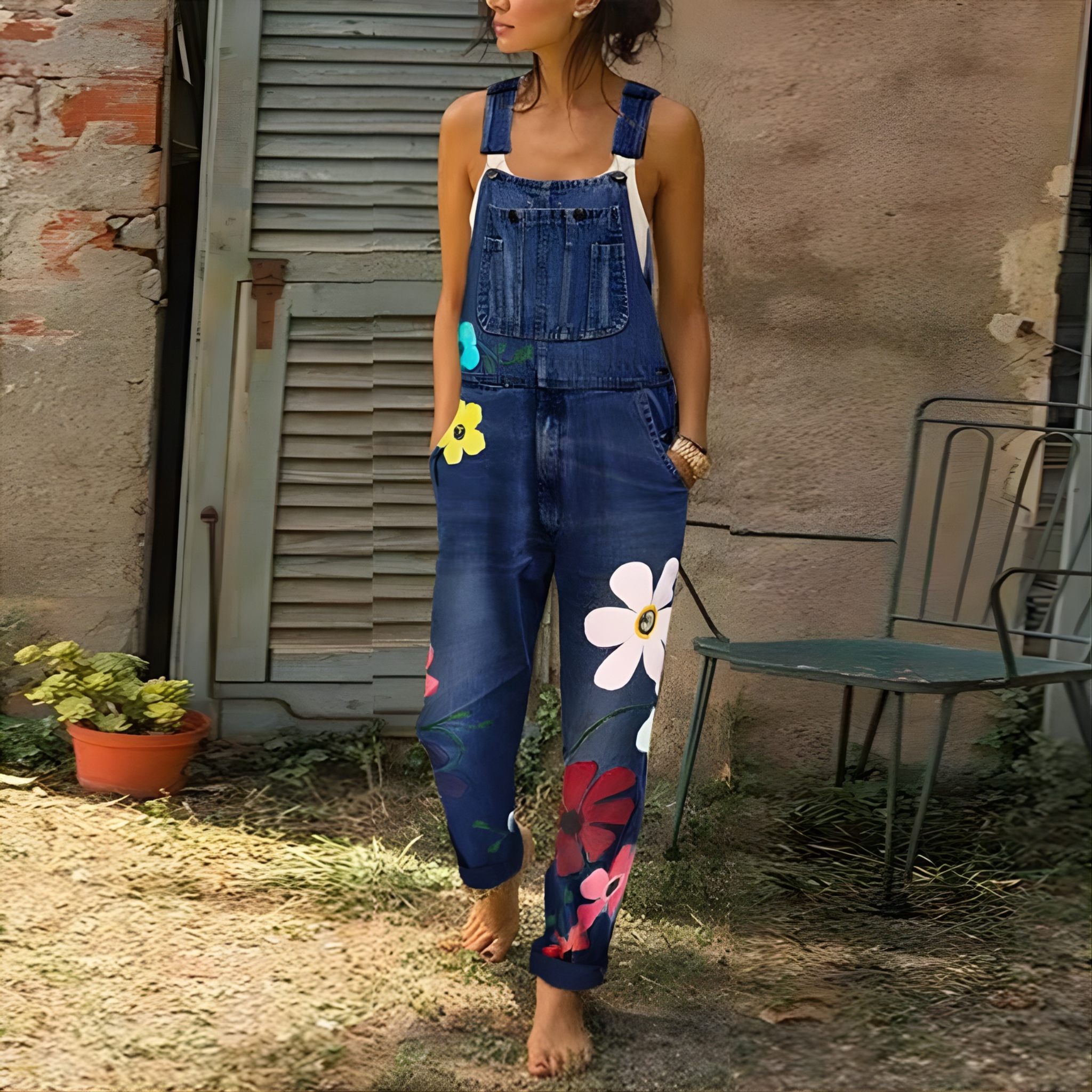 Women’s Summer Floral Overalls | Artistic Print