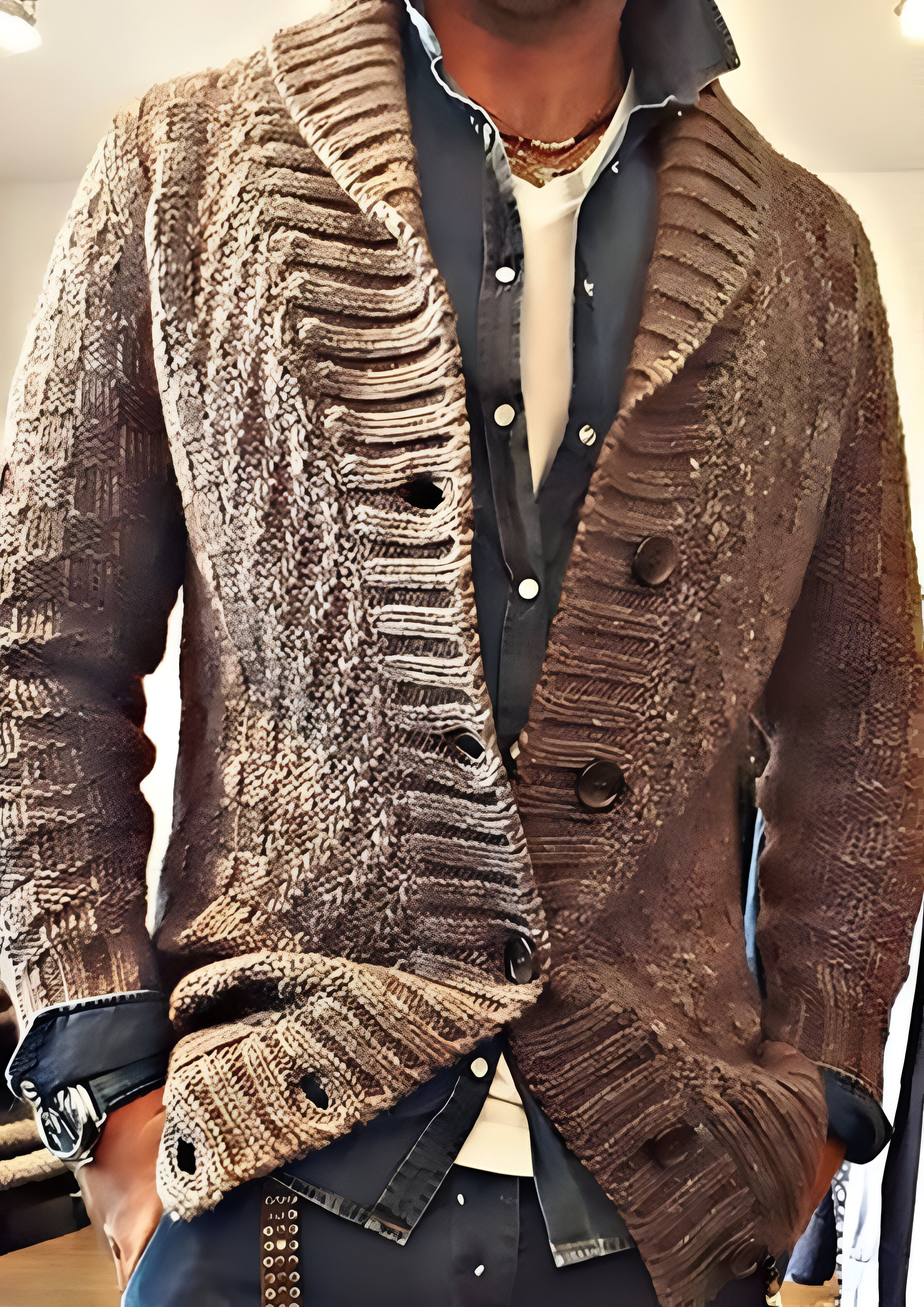 Vintage Knit Cardigan Jacket | Men's Button-Up