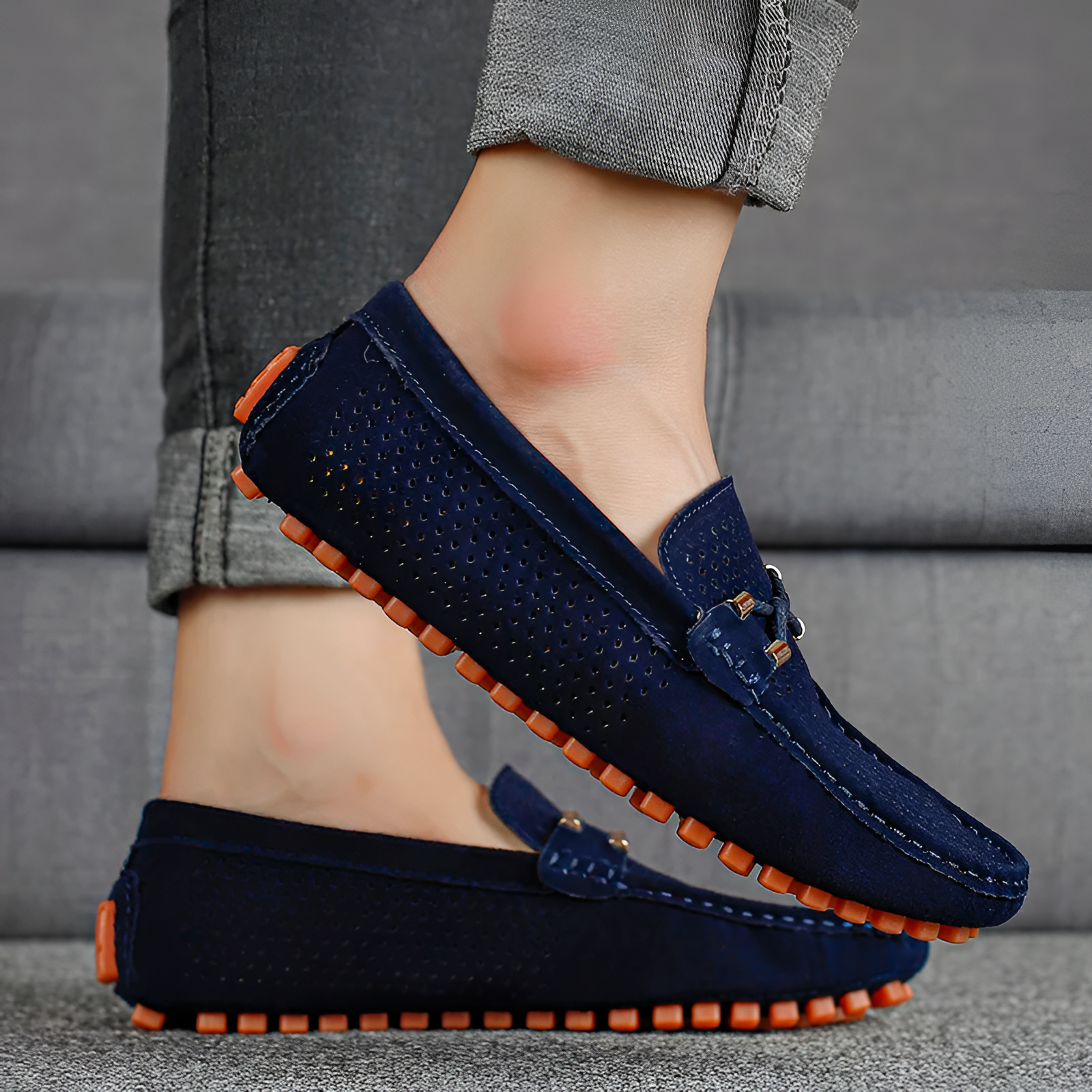 Men's Flat Shoes | Perforated Leather Casual