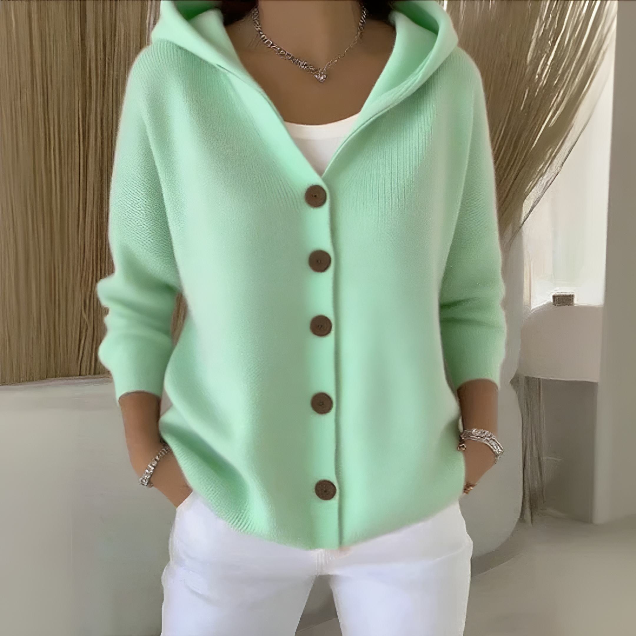 Knit Polo Cardigan | Women's Winter Striped