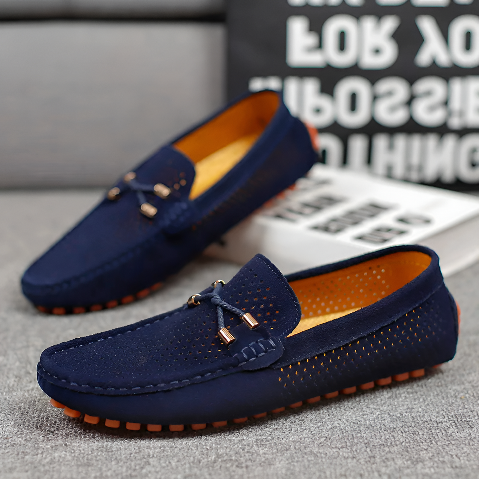 Men's Flat Shoes | Perforated Leather Casual