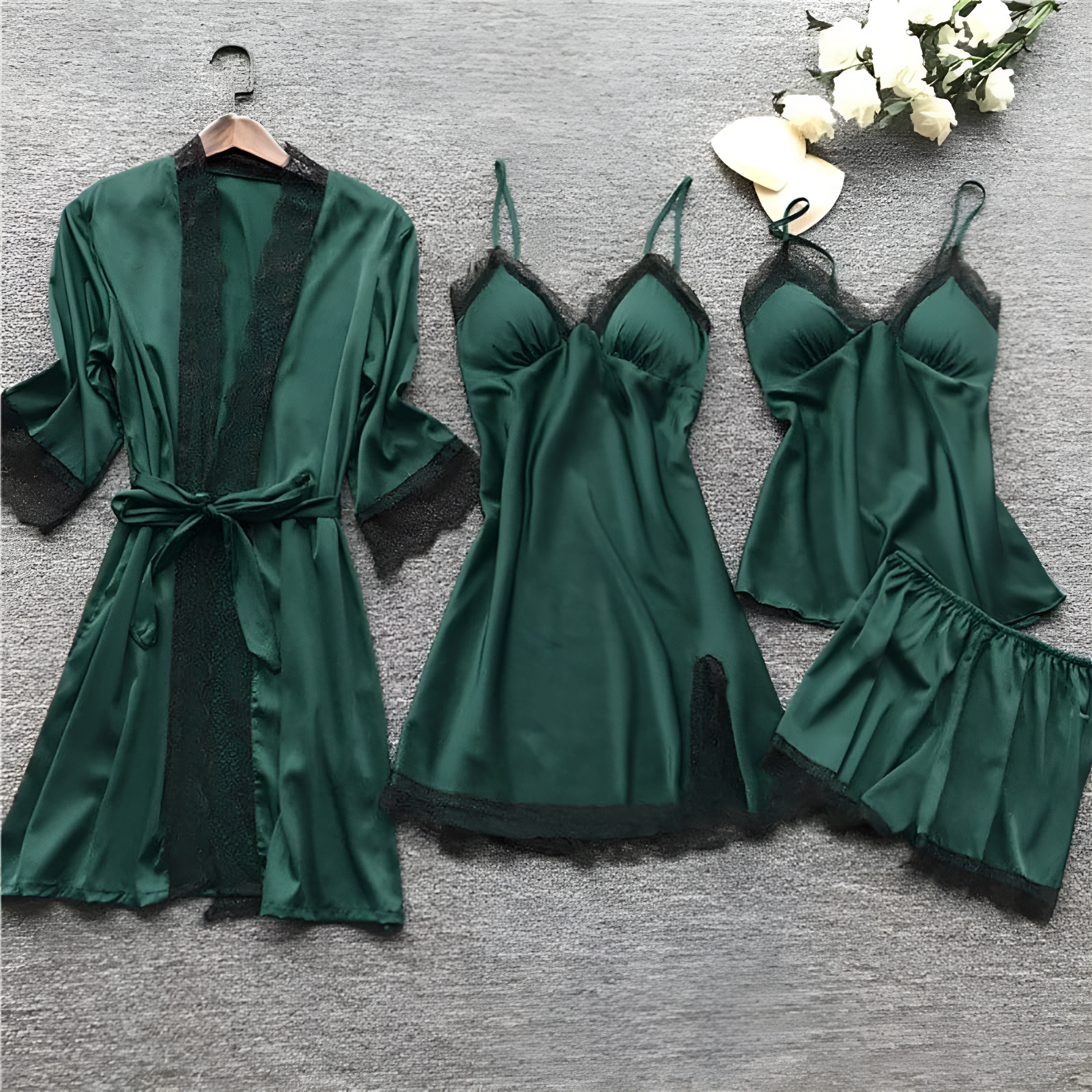 Women's Satin Pajamas | 4 Piece