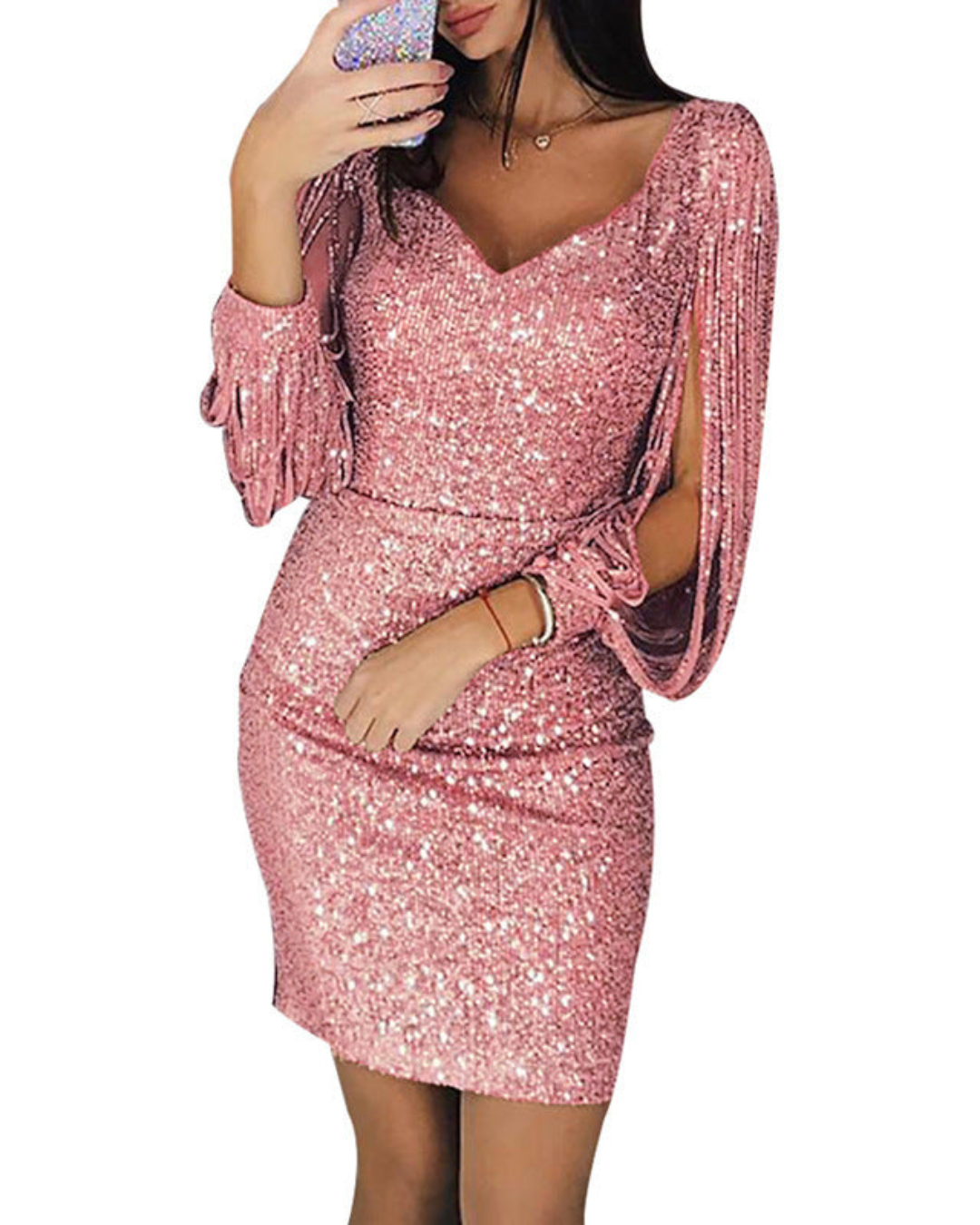 Women’s Summer Sequin Dress | Fringe Sleeve