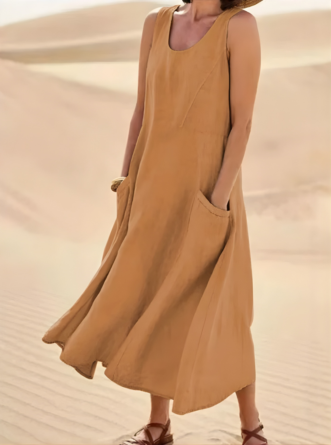 Women’s Summer Sleeveless Midi Dress | Pocket Detail