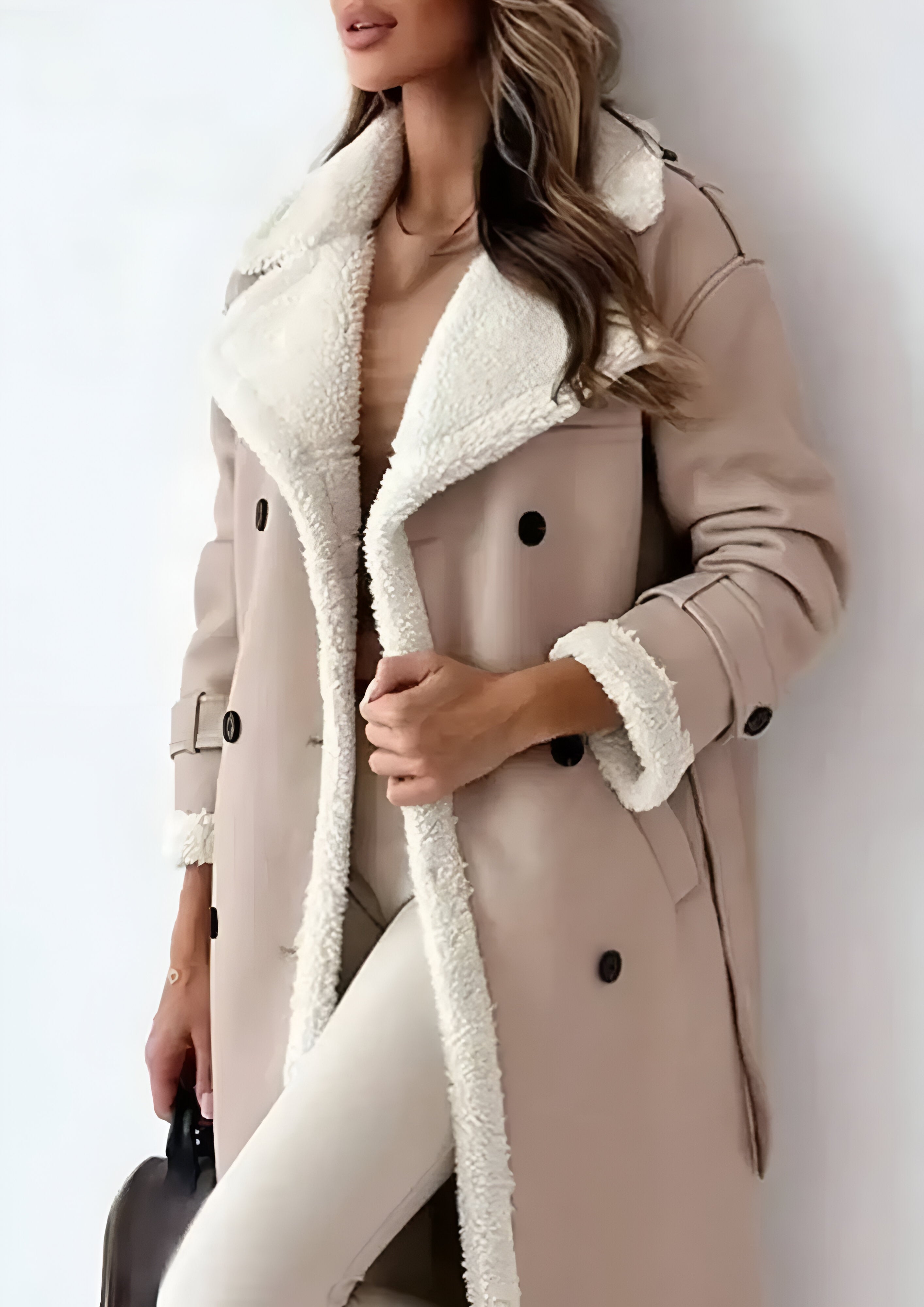 Fleece Lined Long Jacket | Women's Plush Collar