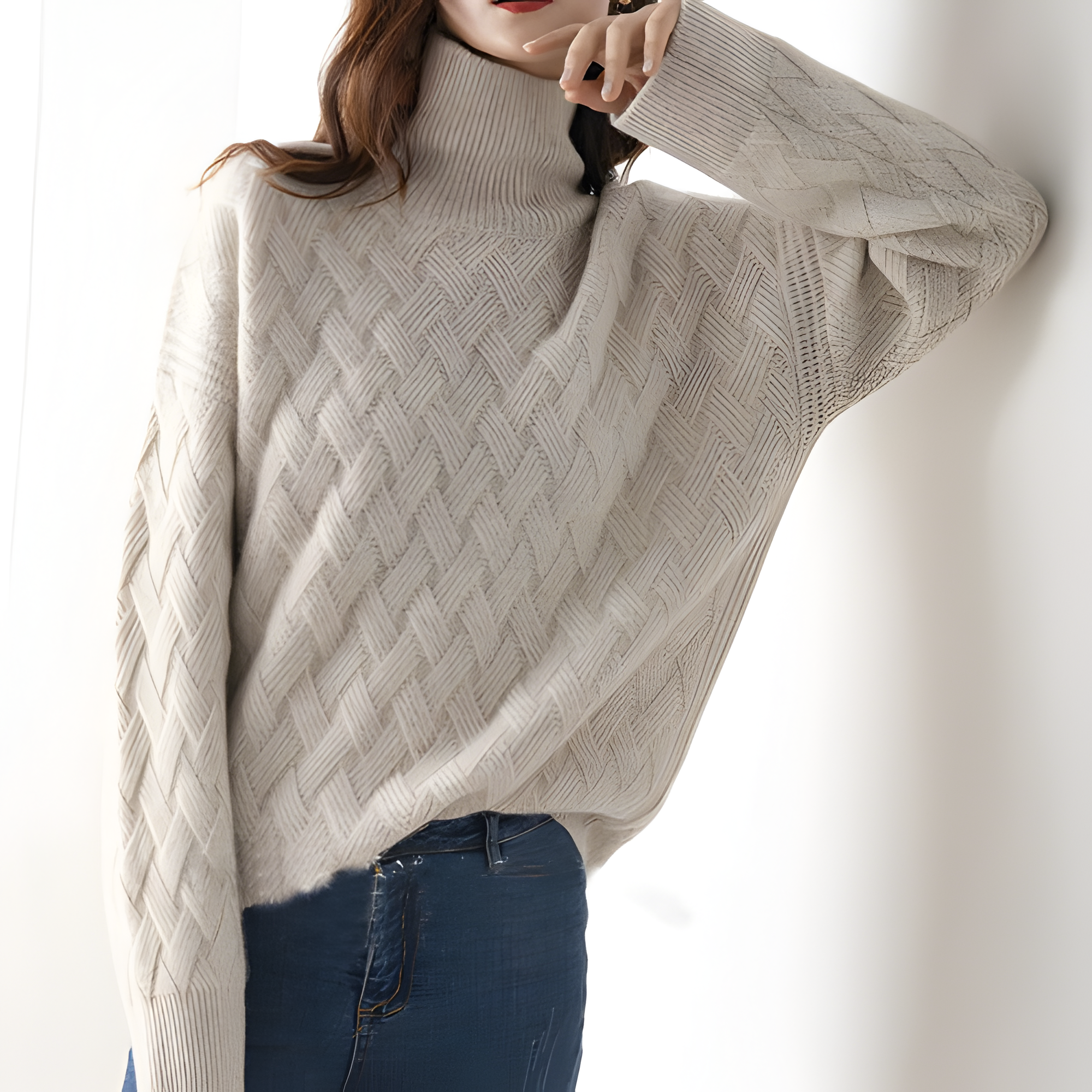 Turtleneck Sweater | Women’s Textured Long Sleeve Knit