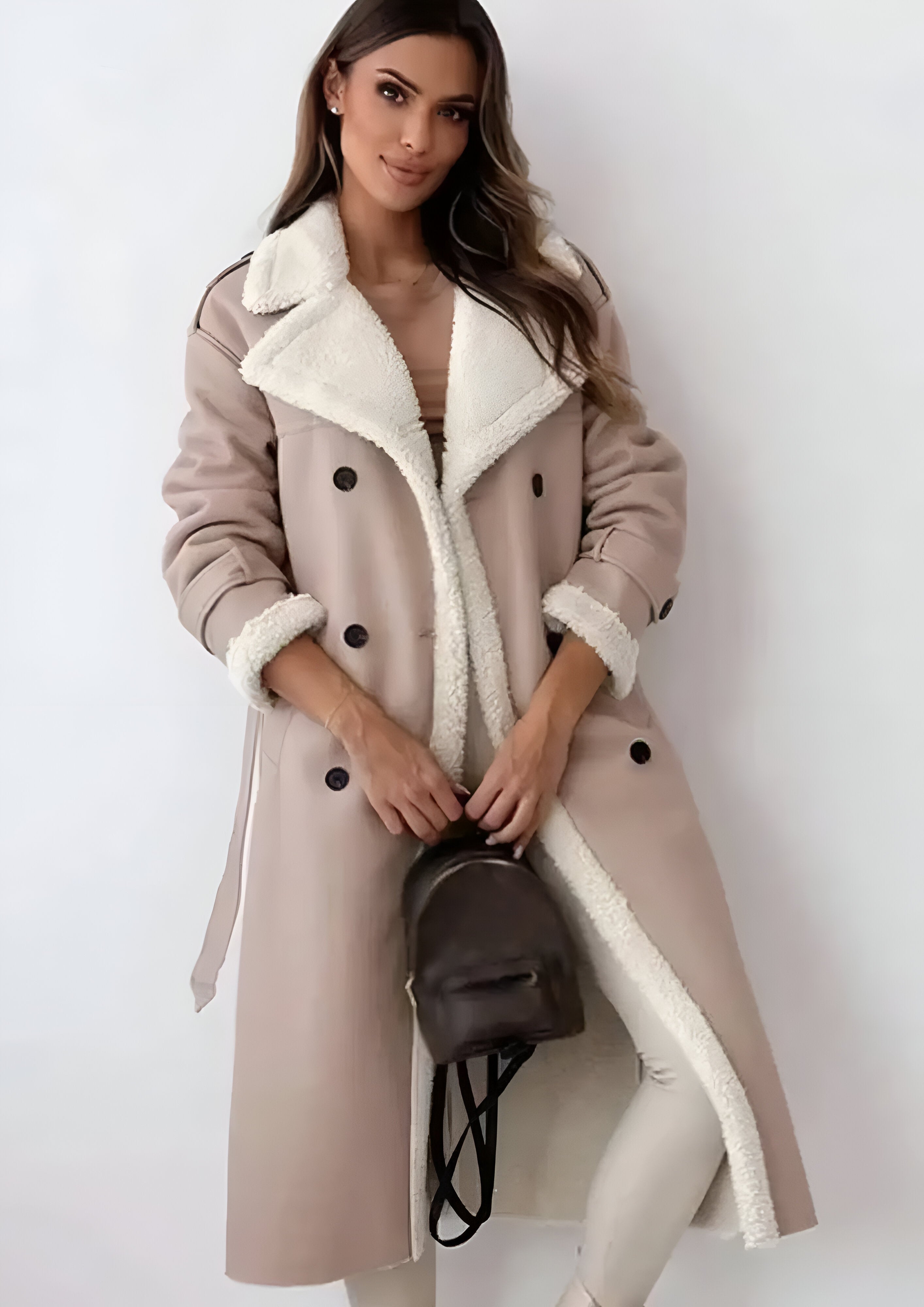 Fleece Lined Long Jacket | Women's Plush Collar