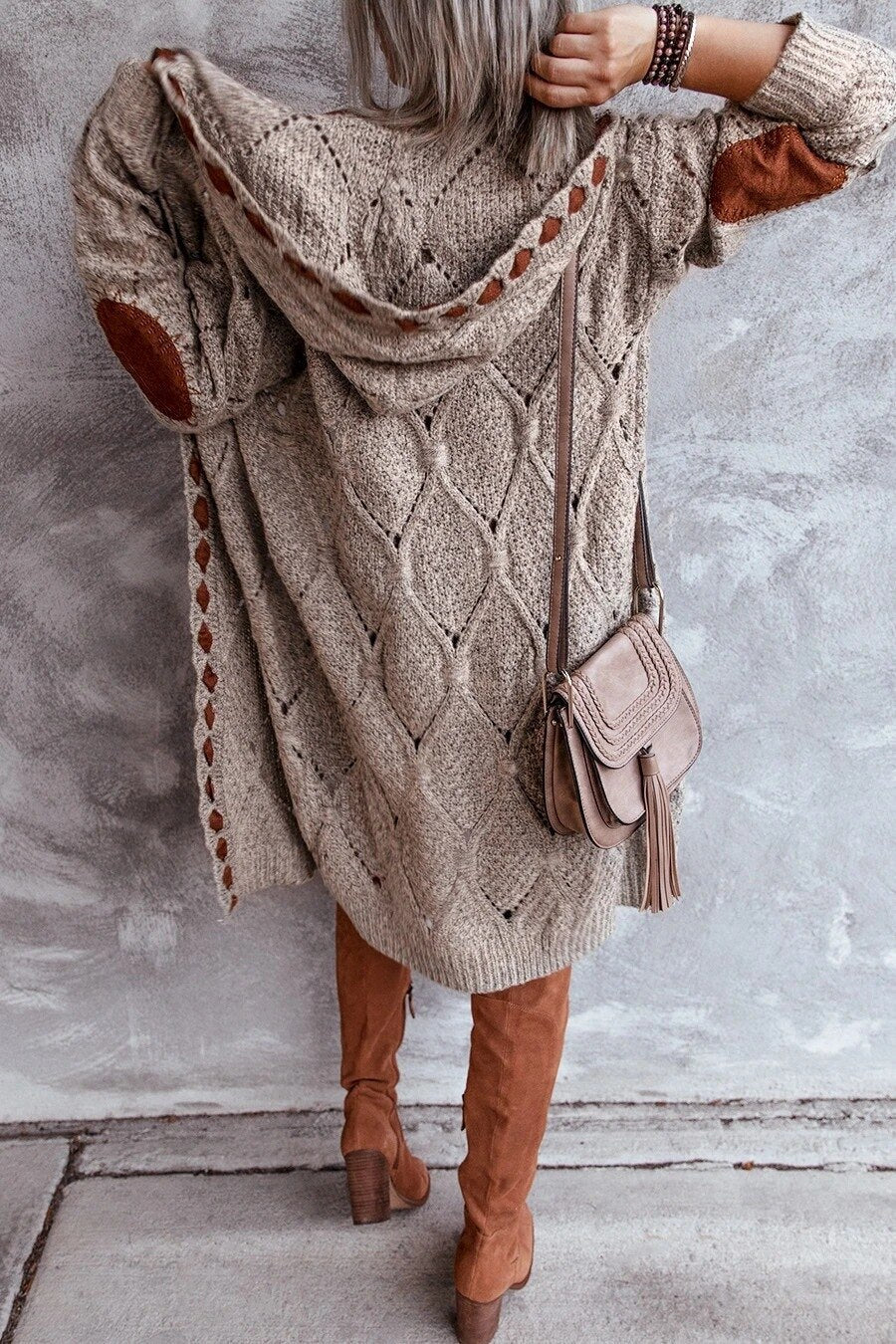 Women's Longline Knitted Cardigan | Open