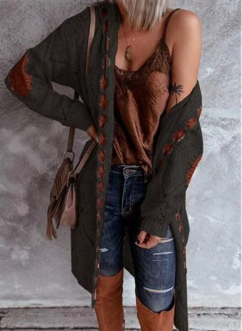 Women's Longline Knitted Cardigan | Open