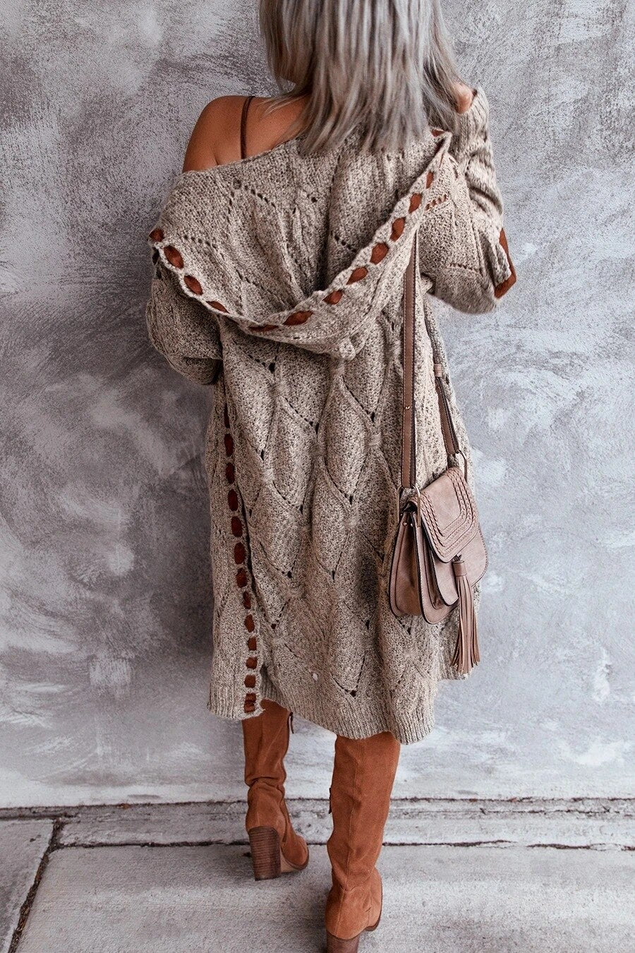 Women's Longline Knitted Cardigan | Open