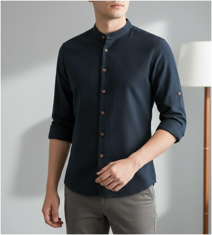 Men's Button Shirt | Stand Collar
