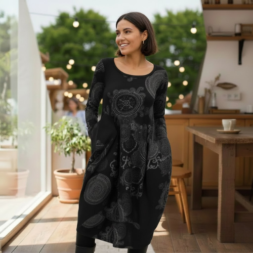 Women's Verdant Mandala Pocket Dress l Oversized