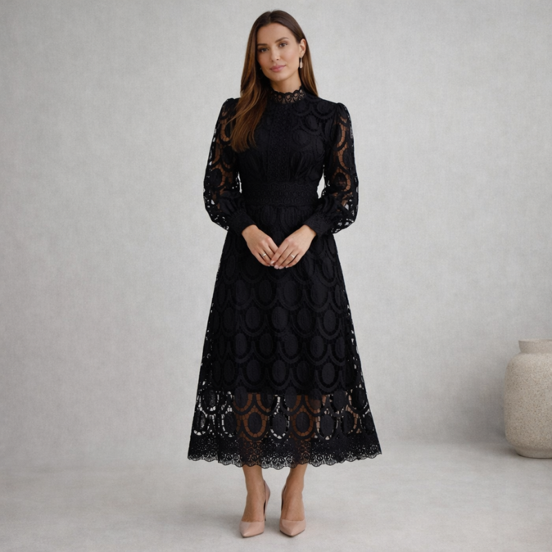 Women’s Puffed Sleeve Formal Dress | Midi