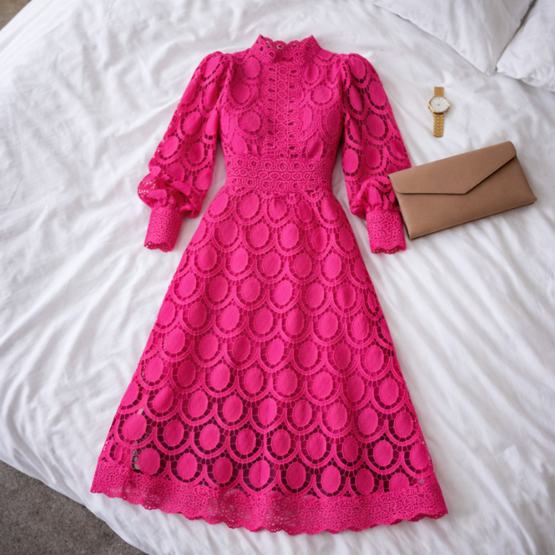 Women’s Puffed Sleeve Formal Dress | Midi