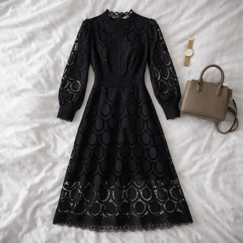 Women’s Puffed Sleeve Formal Dress | Midi