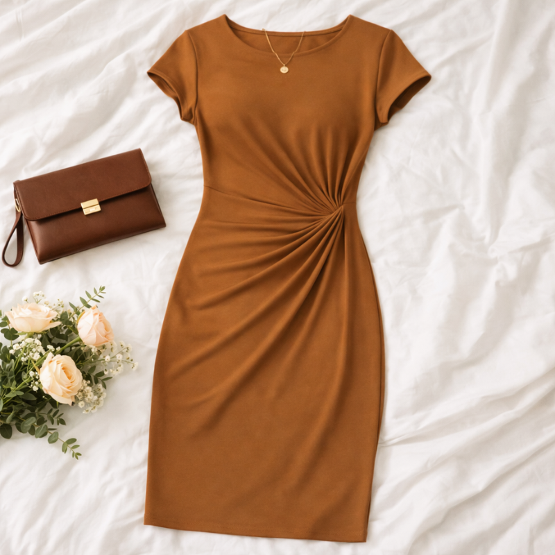 Women’s Short Sleeve Formal Dress | Midi