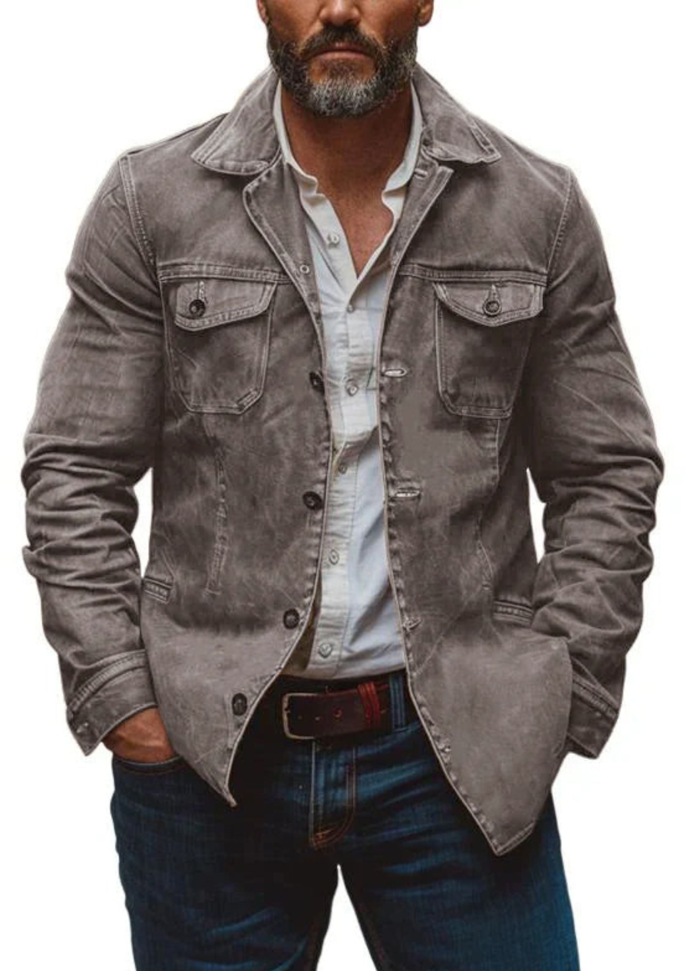 Vintage Trucker Jacket | Men's Multi-Pocket