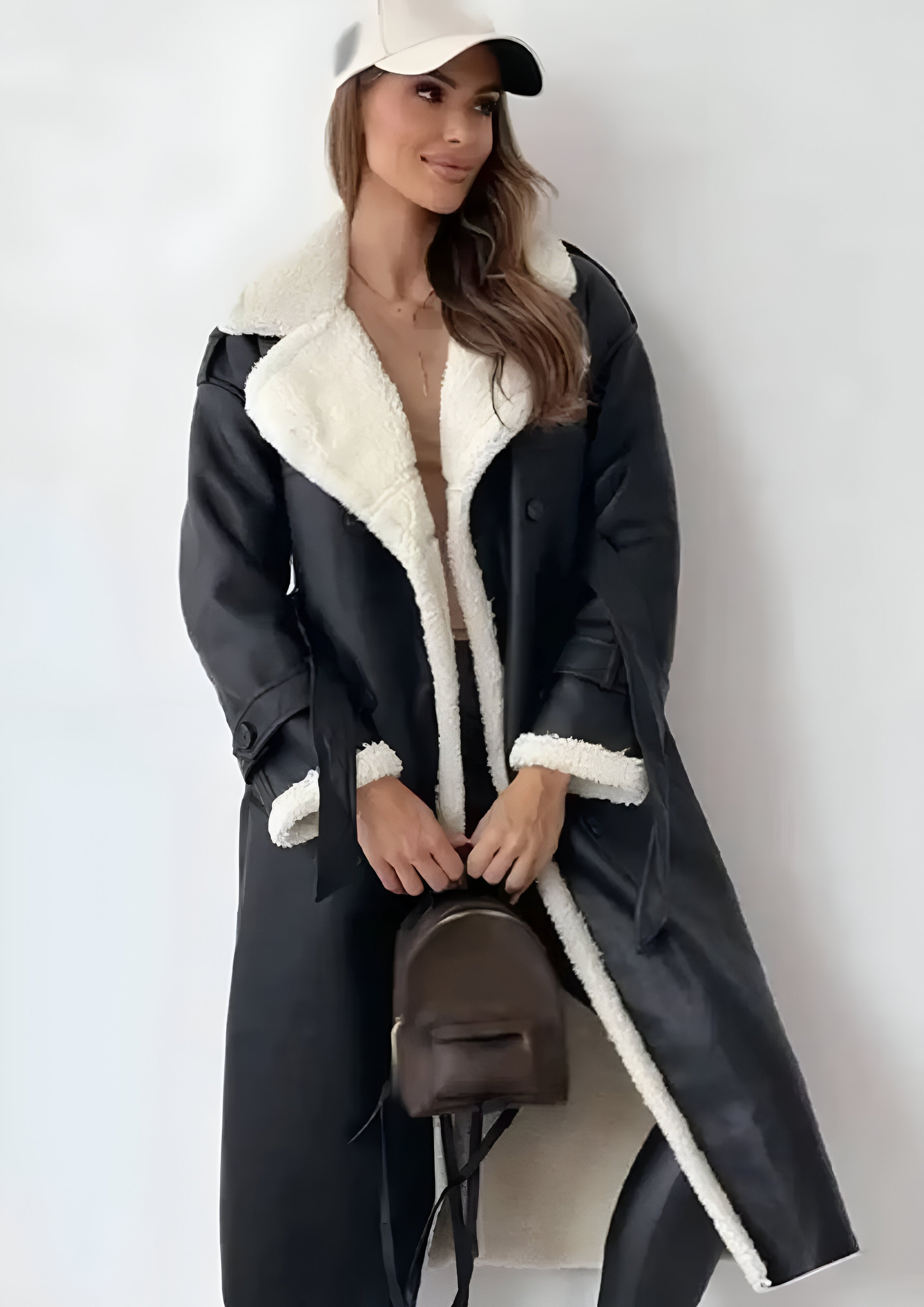 Fleece Lined Long Jacket | Women's Plush Collar