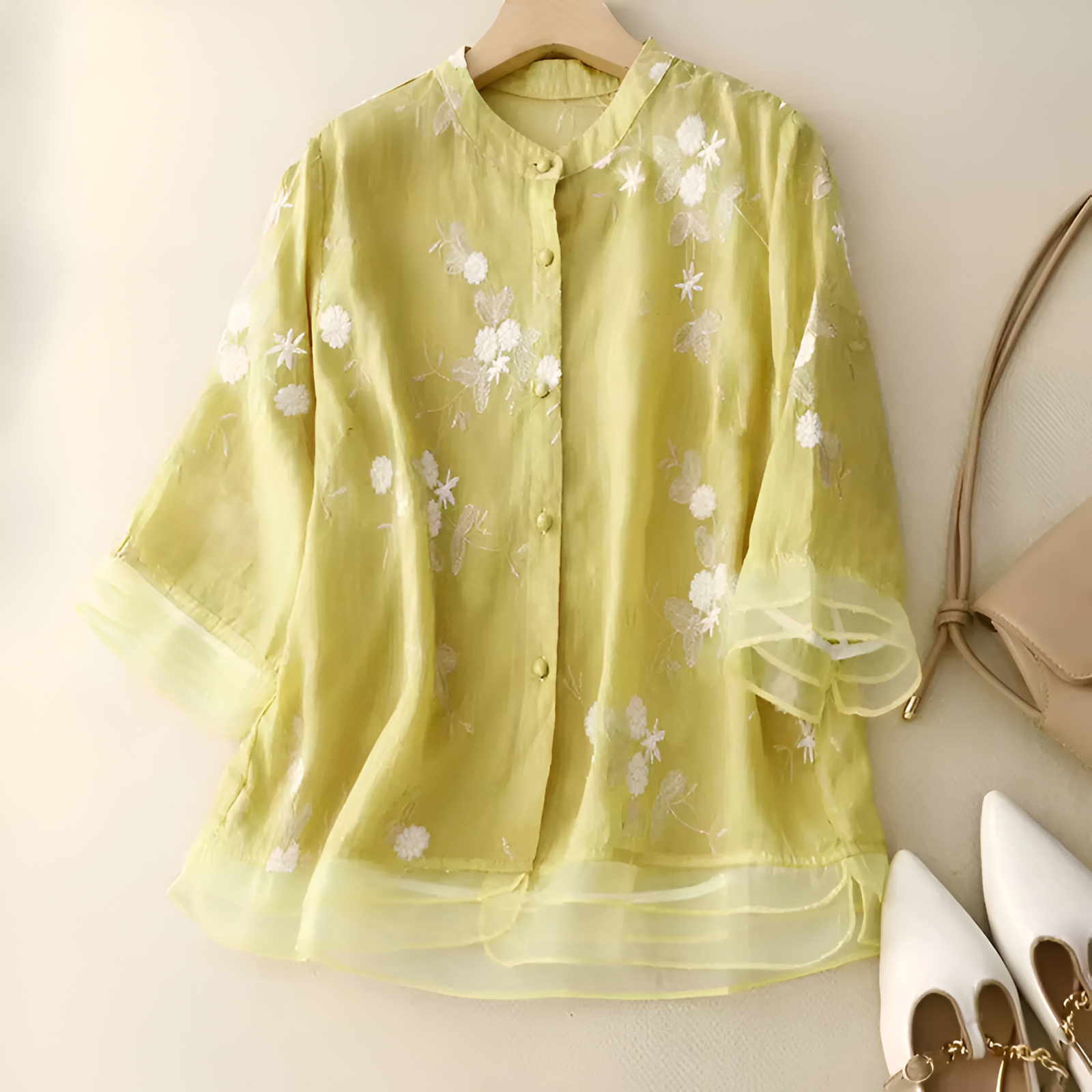 Women's Floral Blouse | Embroidered Flowers Casual