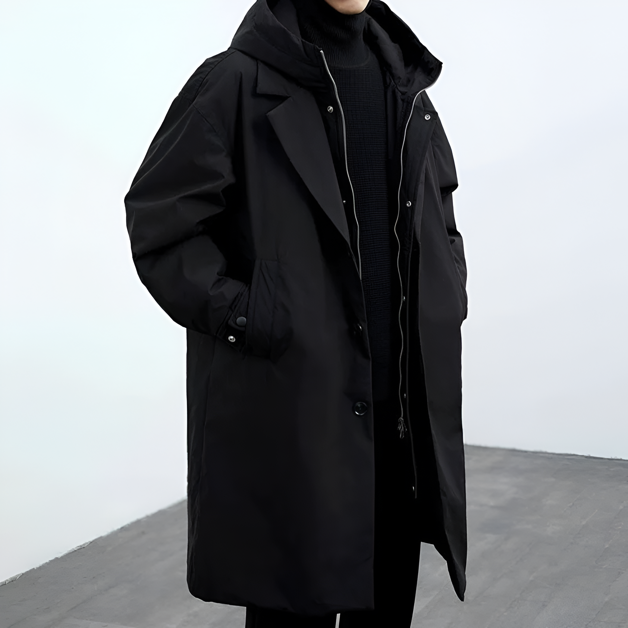 Full-Zip Hooded Overcoat | Men's Winter Lightweight