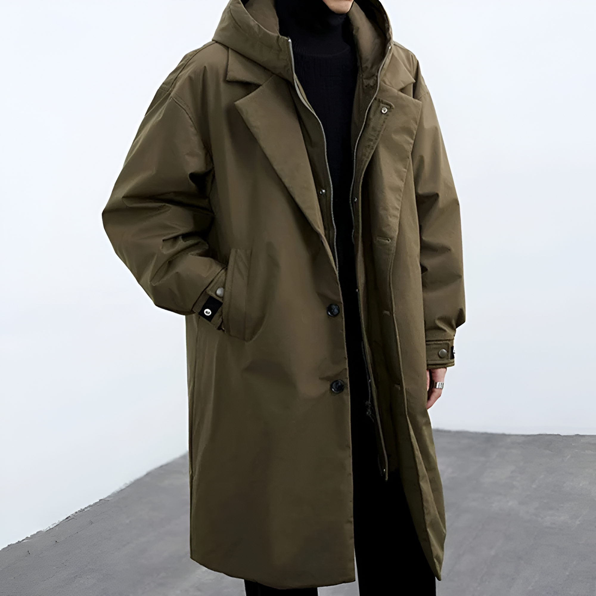 Full-Zip Hooded Overcoat | Men's Winter Lightweight