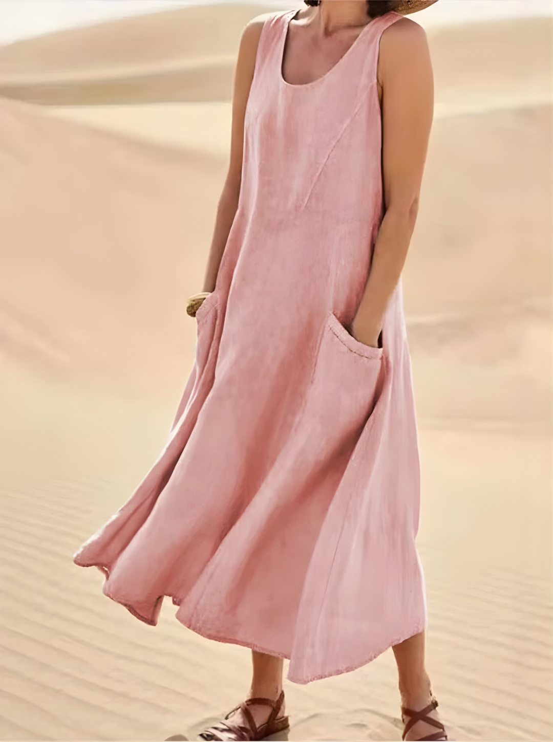 Women’s Summer Sleeveless Midi Dress | Pocket Detail