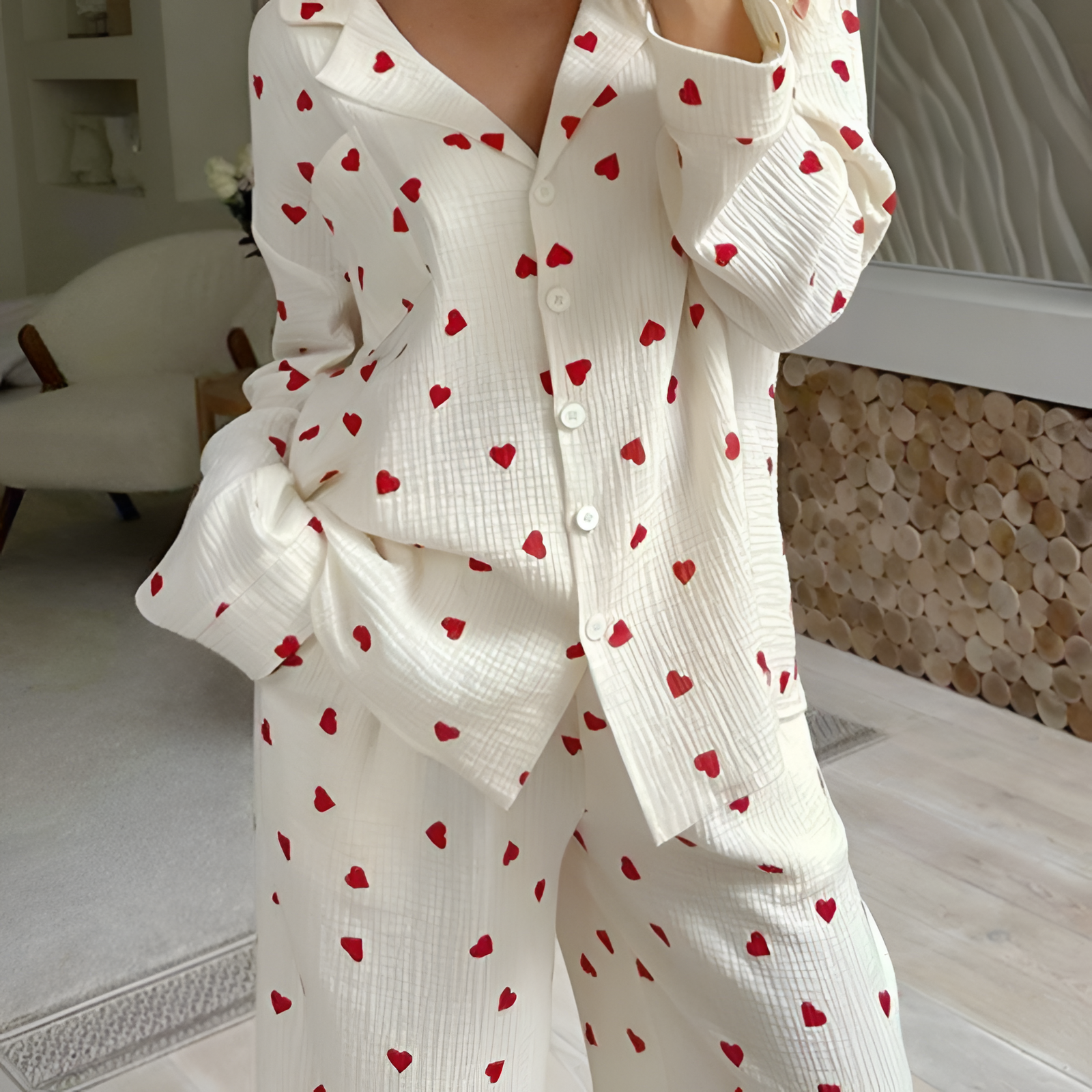 Women's Heart Pattern Loungewear | Two Piece