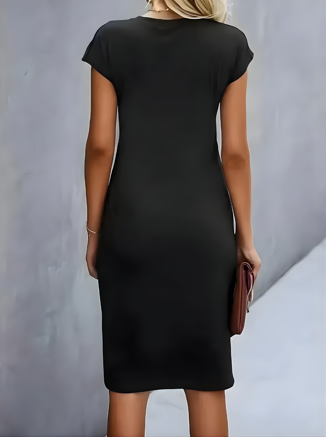 Women's Black Midi Dress | Minimal Relaxed Waist