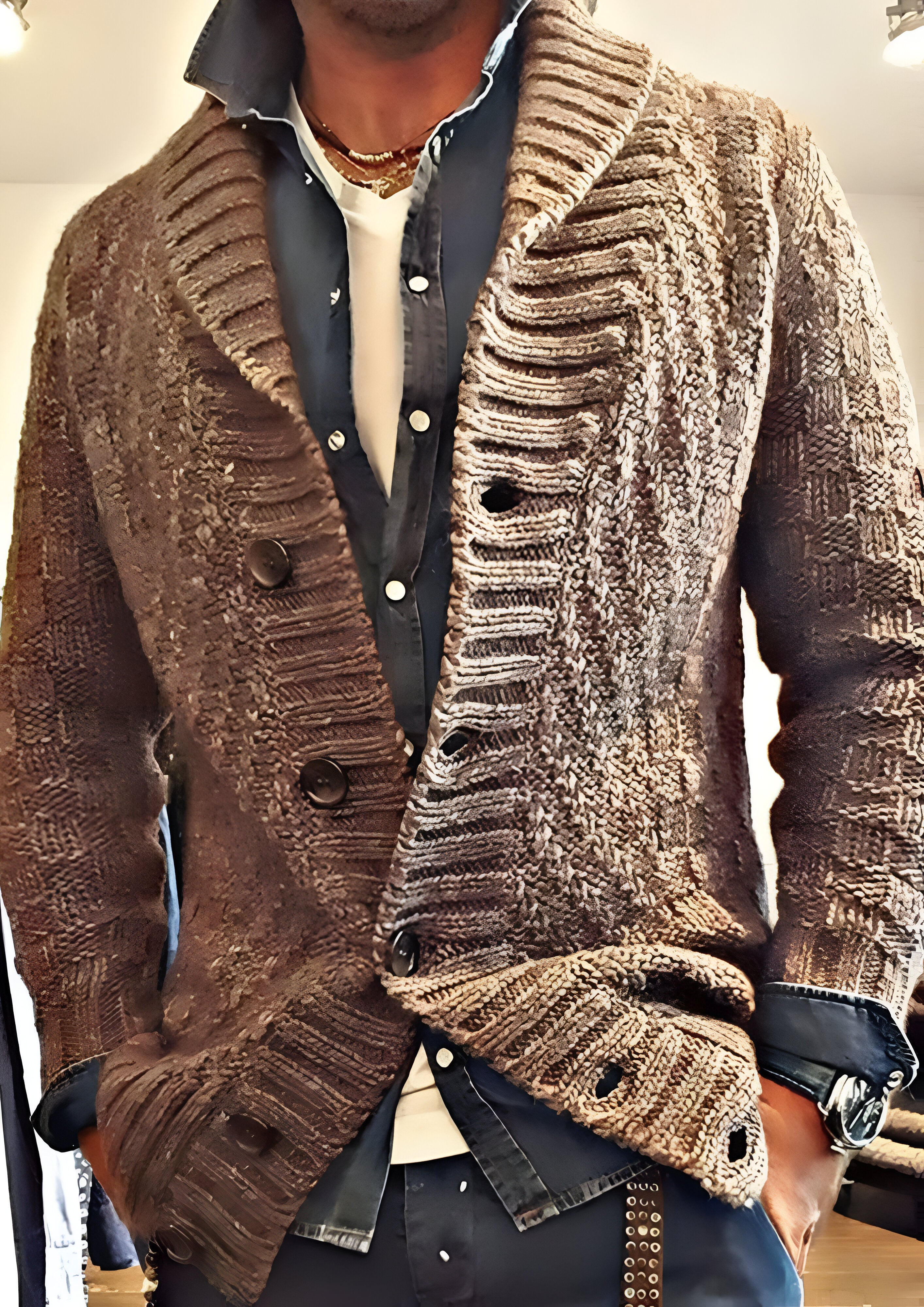 Vintage Knit Cardigan Jacket | Men's Button-Up
