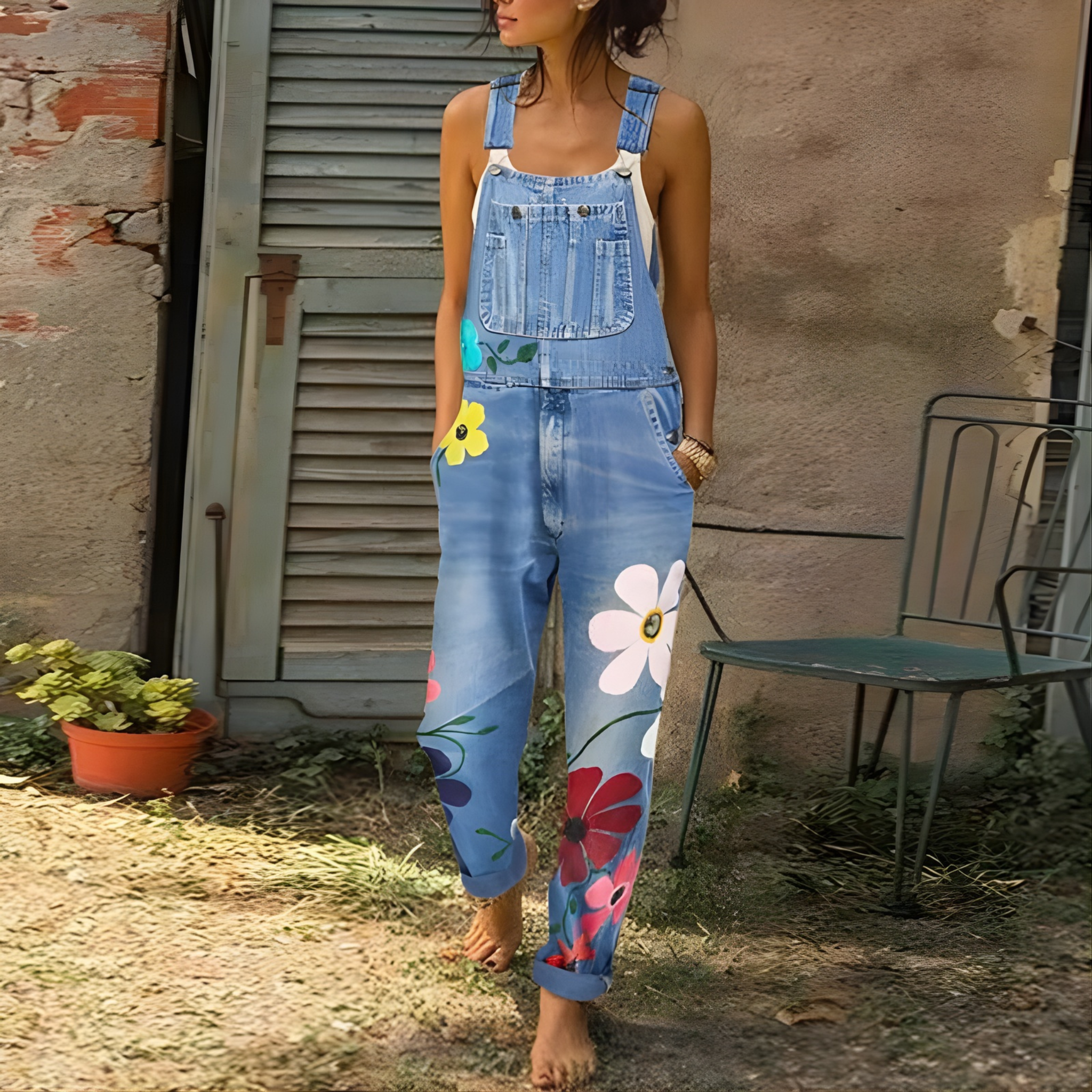 Women’s Summer Floral Overalls | Artistic Print