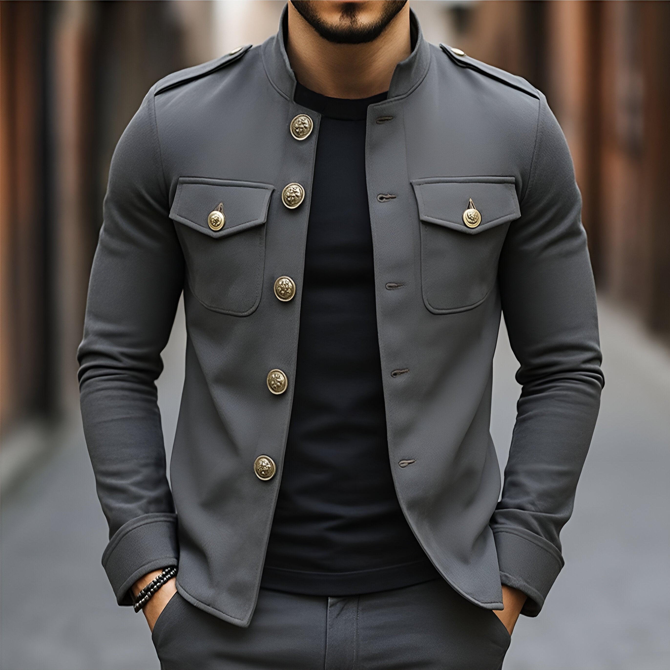Vintage Casual Jacket | Men's Stand Collar