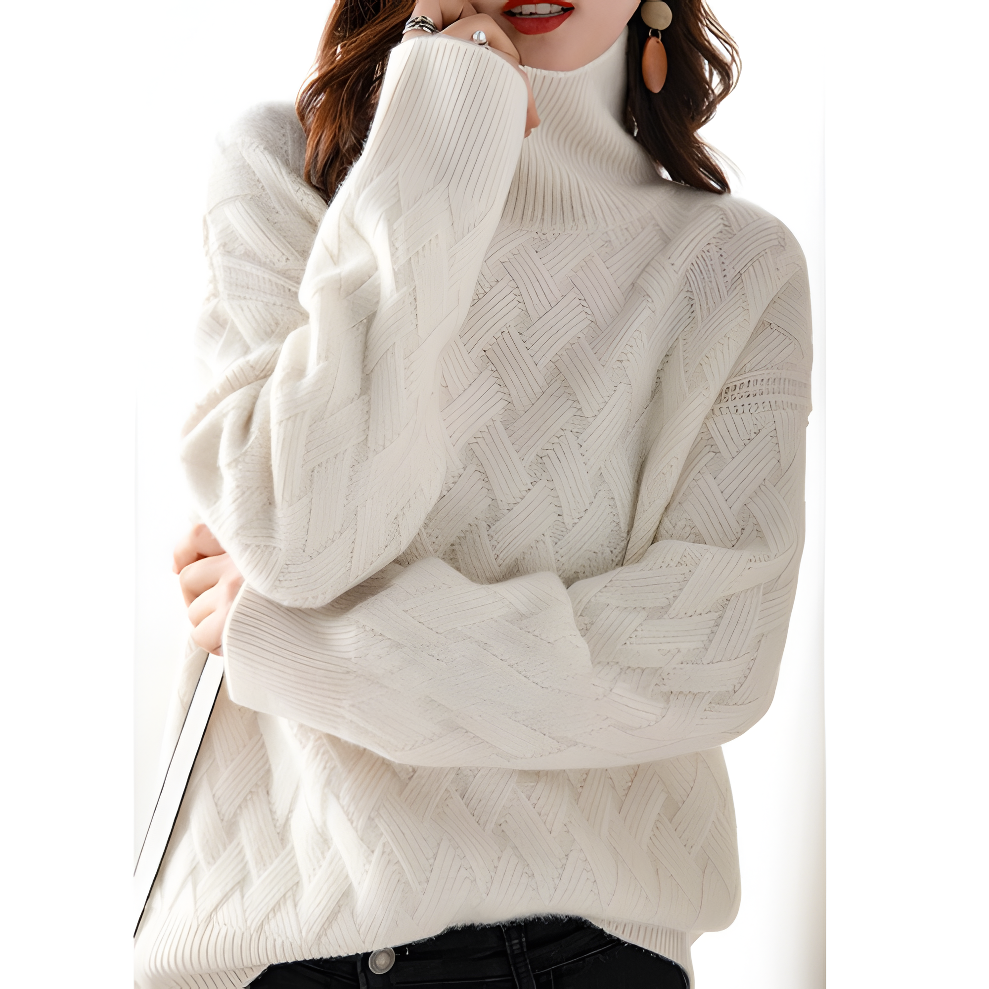 Turtleneck Sweater | Women’s Textured Long Sleeve Knit