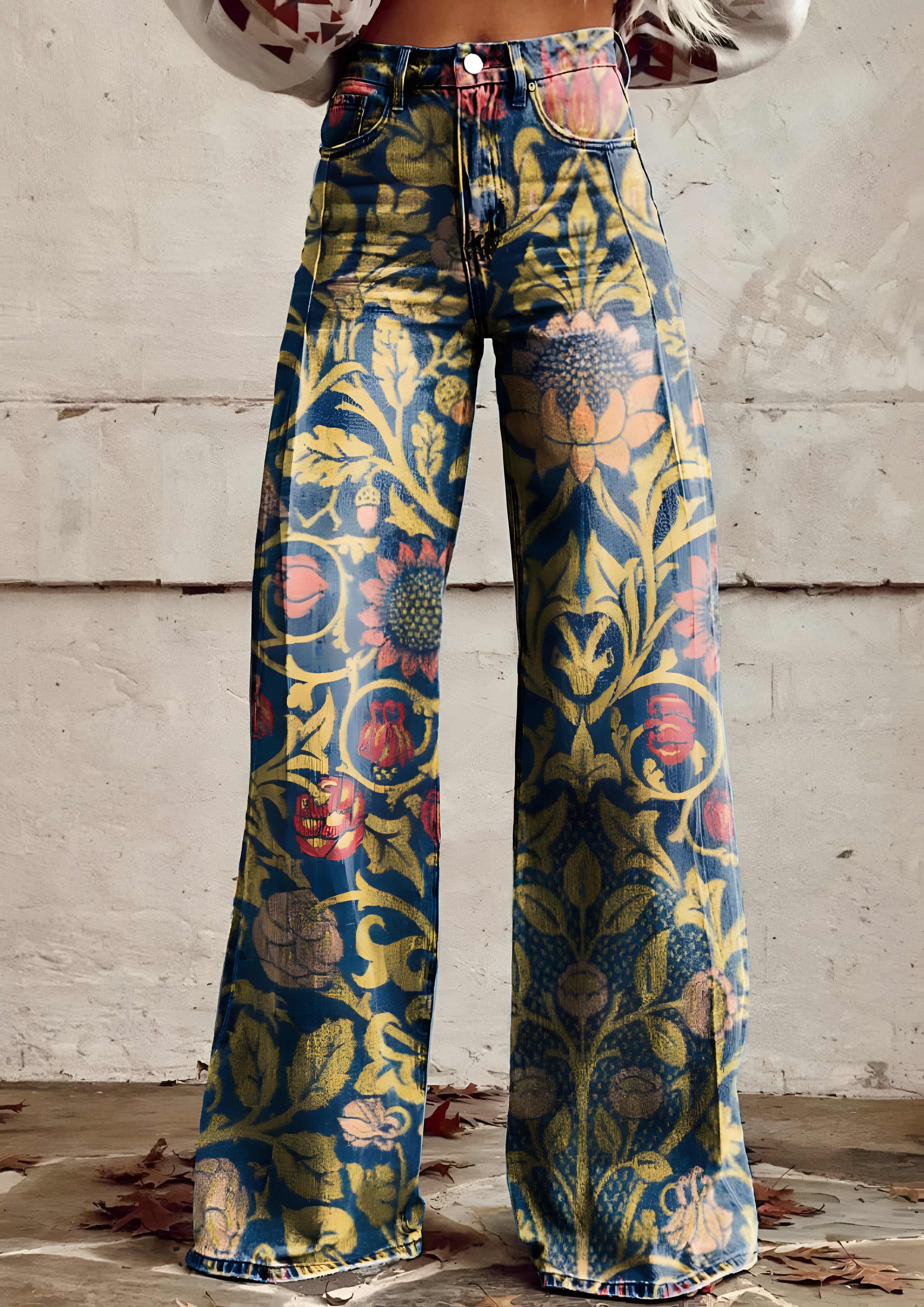 Floral Baggy Jeans | Women's Loose Fit