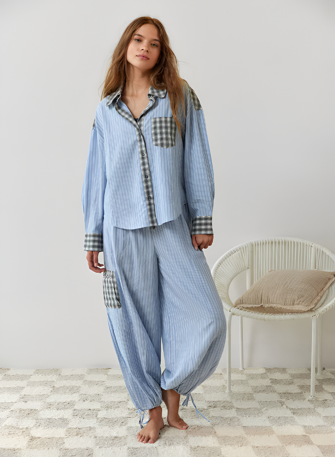 Pajama Set | Women's Checkered Relaxed