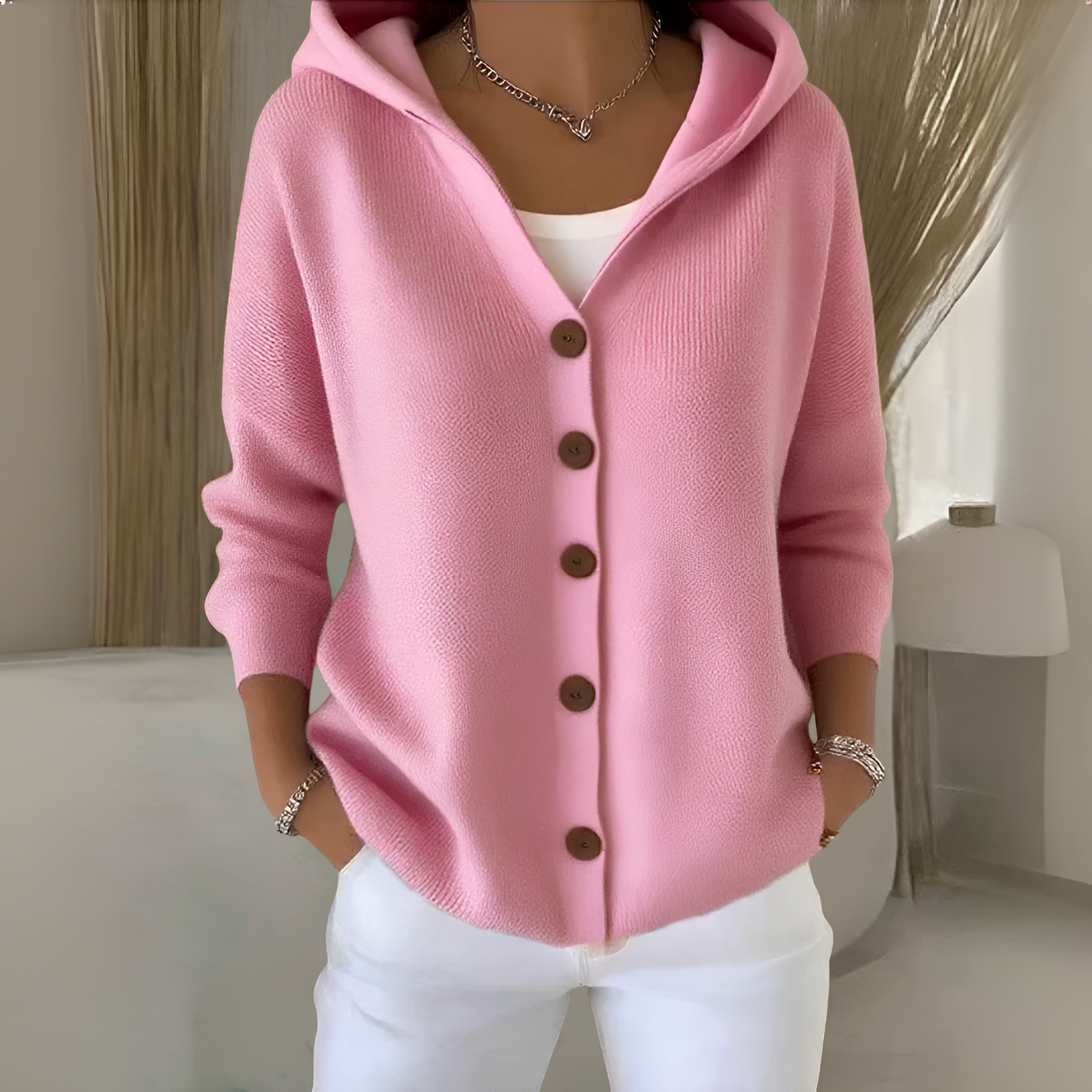 Knit Polo Cardigan | Women's Winter Striped