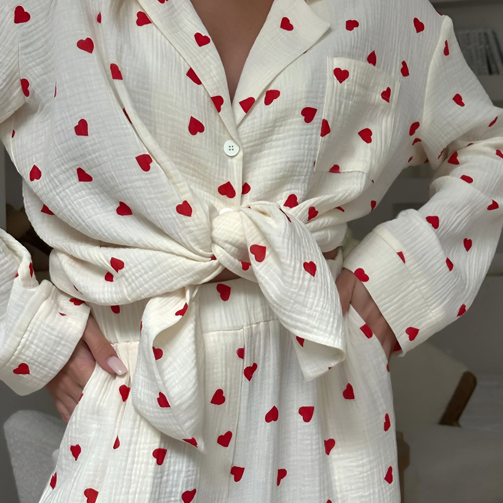 Women's Heart Pattern Loungewear | Two Piece