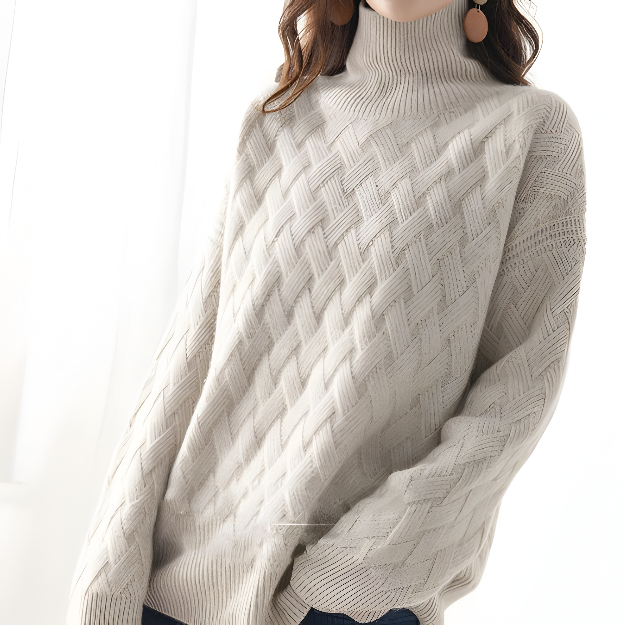 Turtleneck Sweater | Women’s Textured Long Sleeve Knit