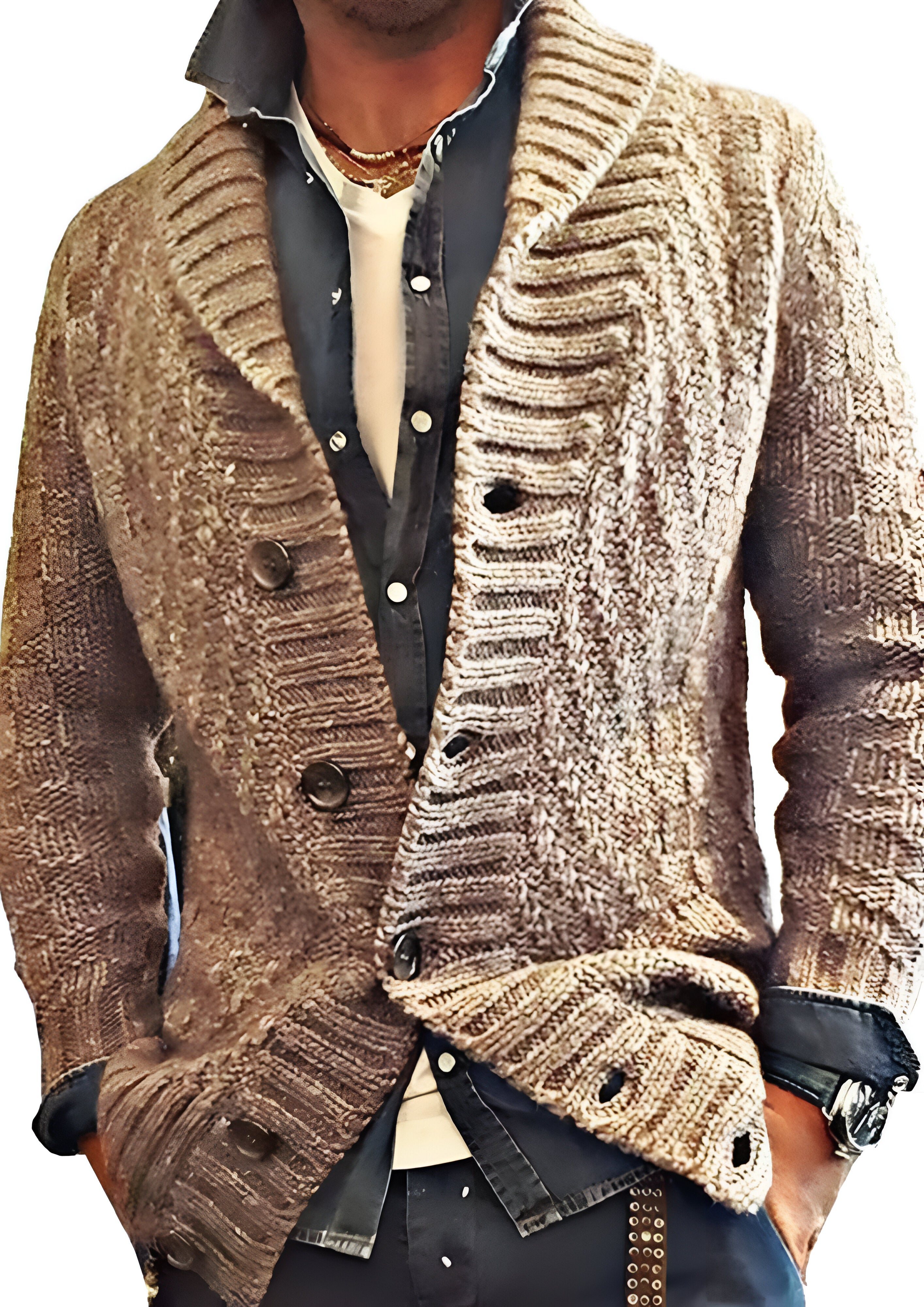 Vintage Knit Cardigan Jacket | Men's Button-Up
