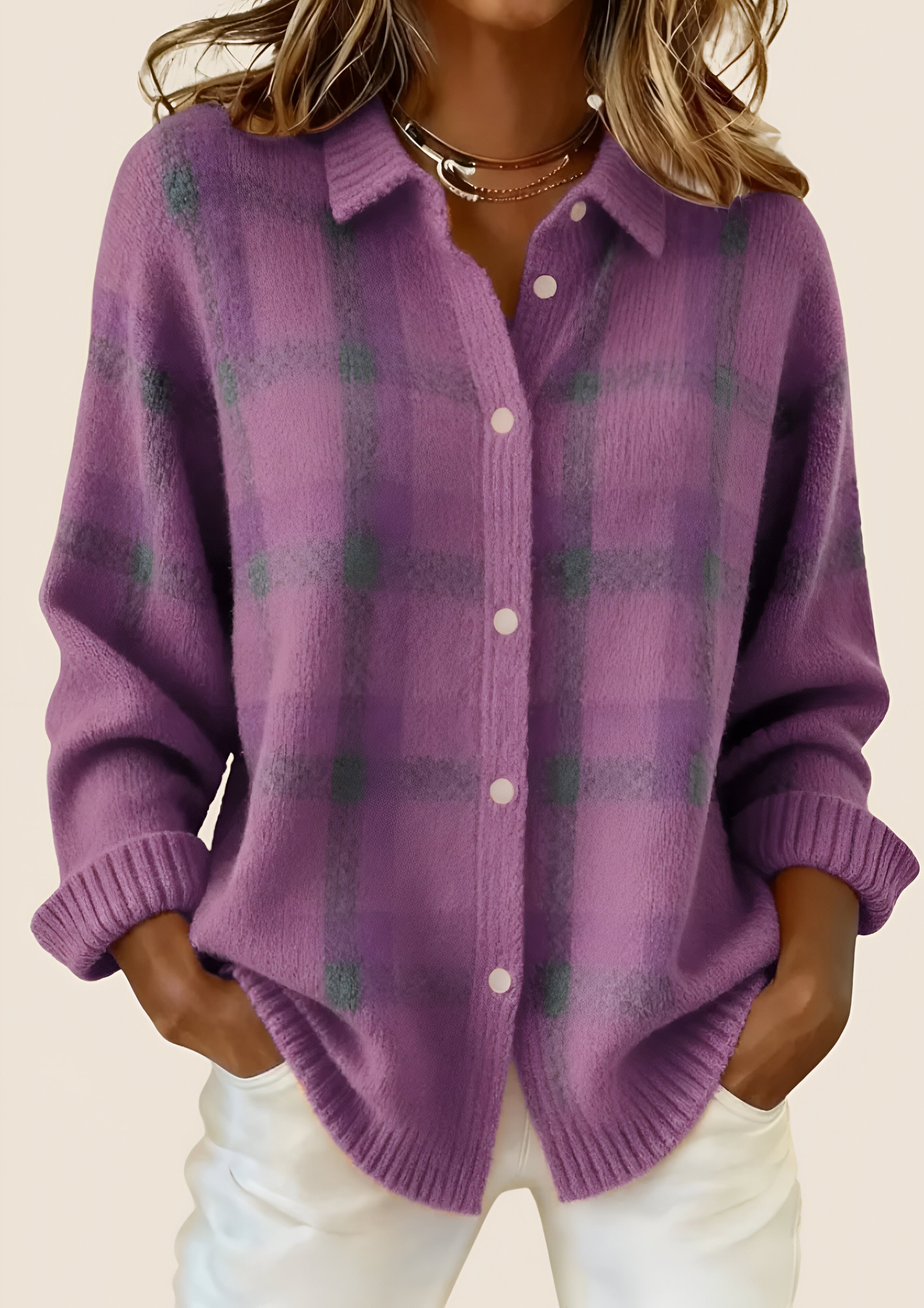 Women's Retro Checkered Cardigan | Relaxed Smart Casual