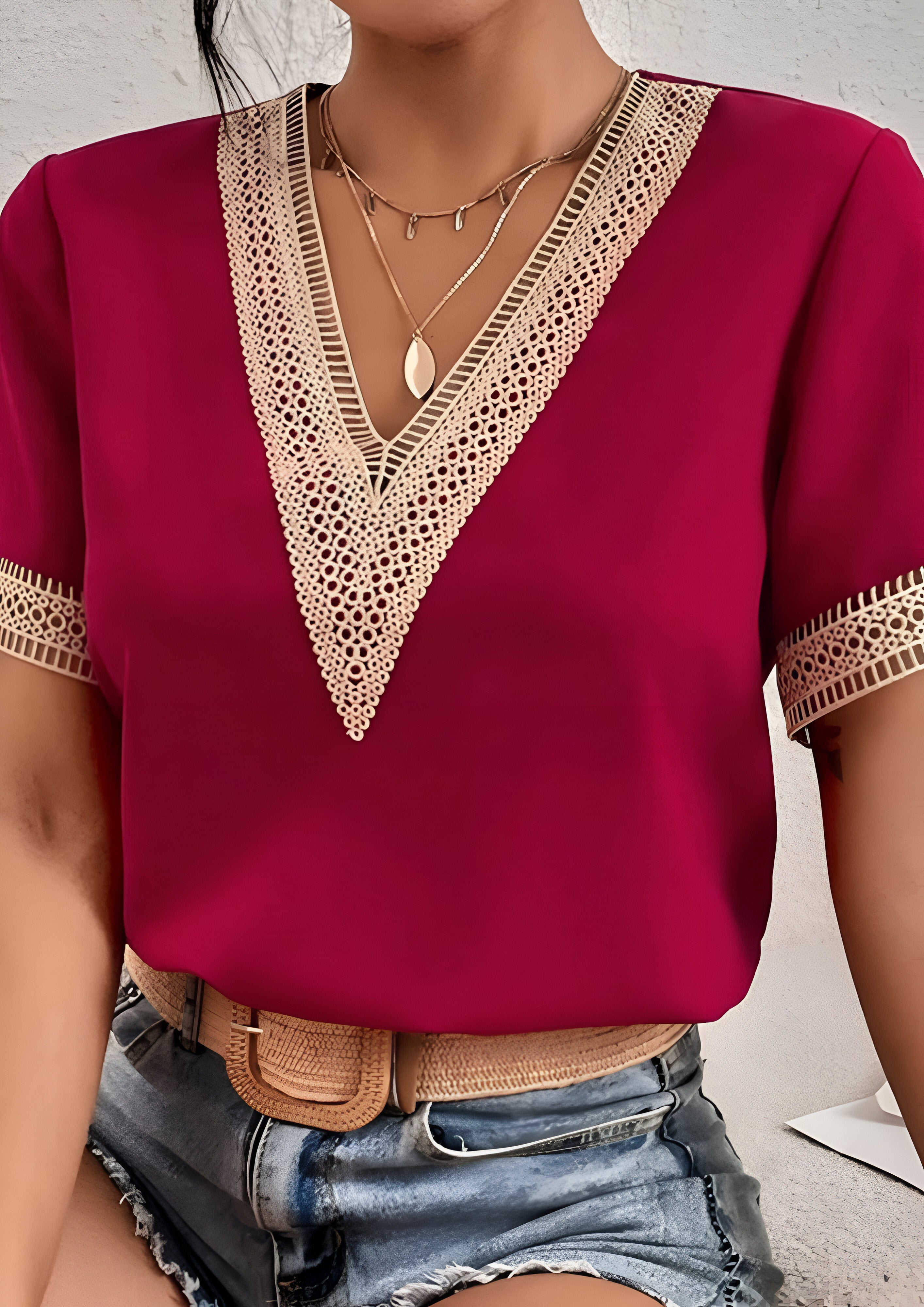 Women's  V-Neck Blouse|  Summer