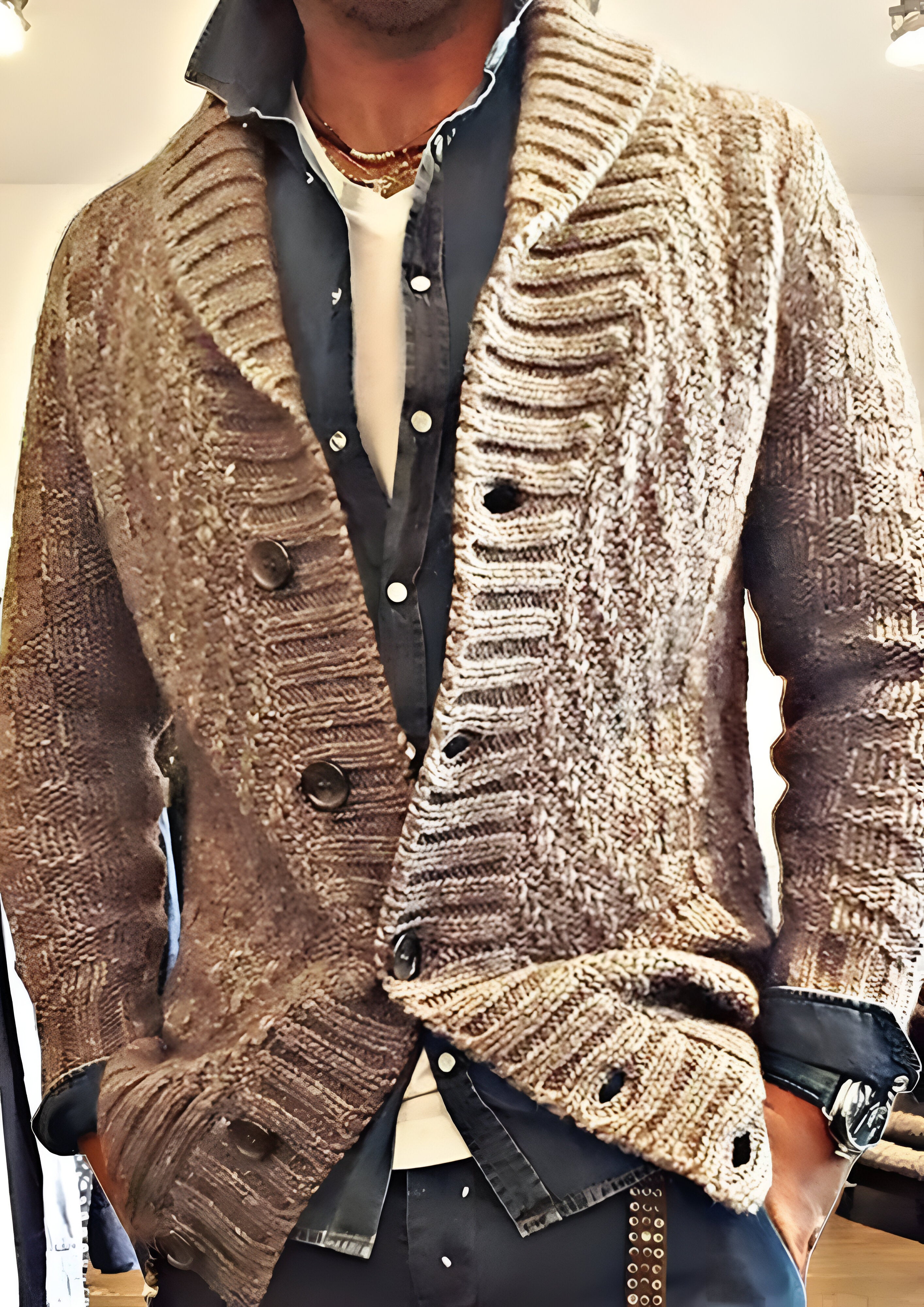 Vintage Knit Cardigan Jacket | Men's Button-Up